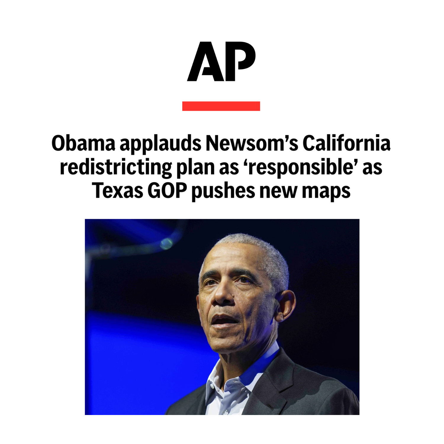 Obama applauds Newsom's California redistricting plan as 'responsible' as Texas GOP pushes new maps