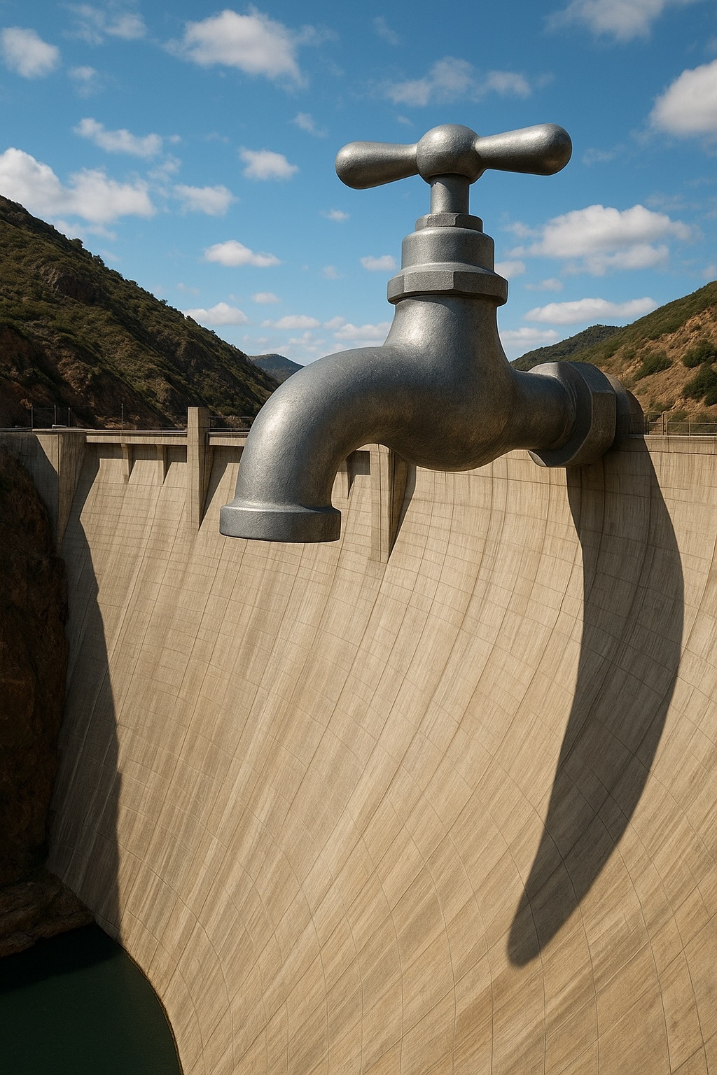A fictional giant faucet.