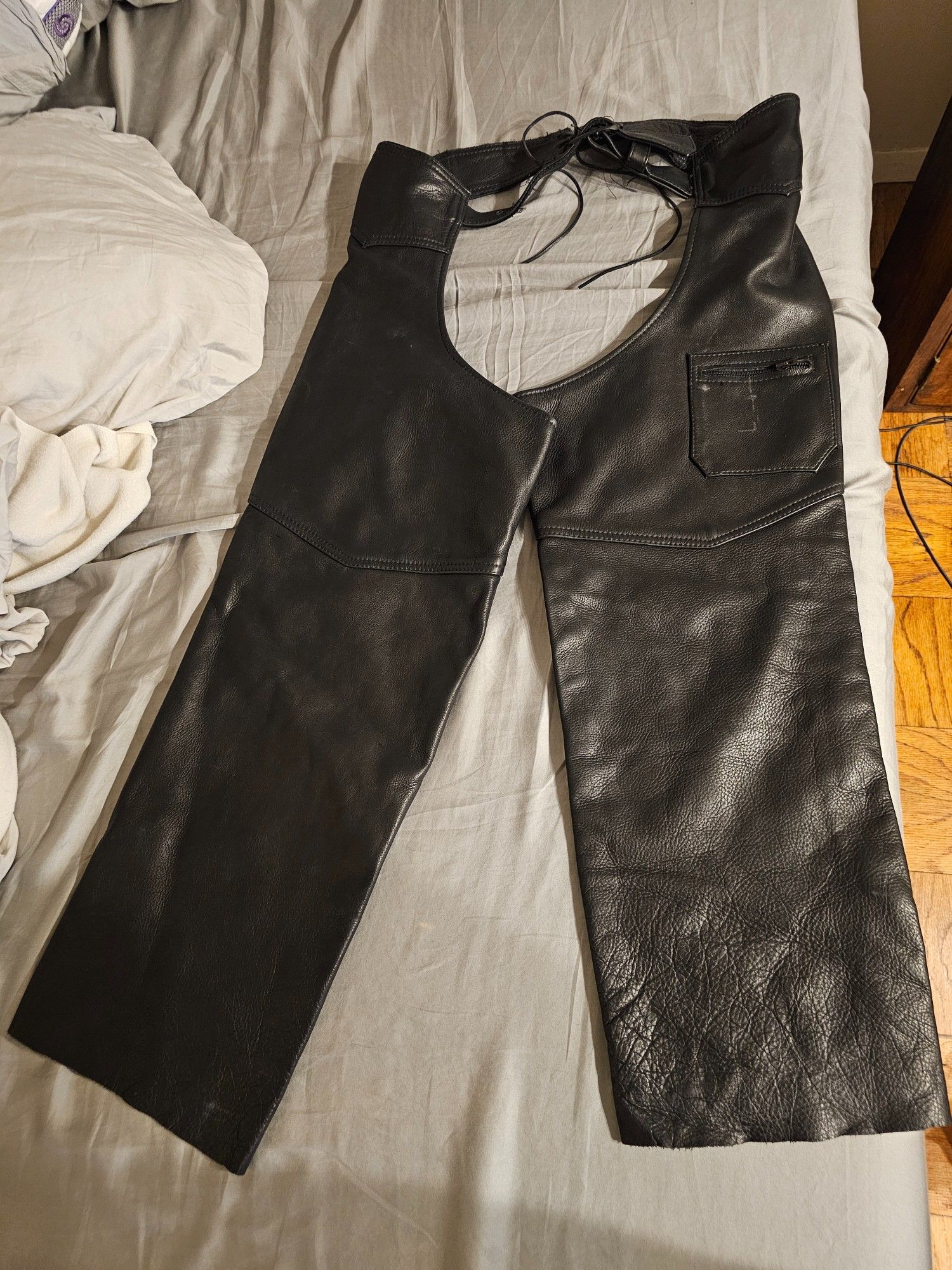 Black leather chaps