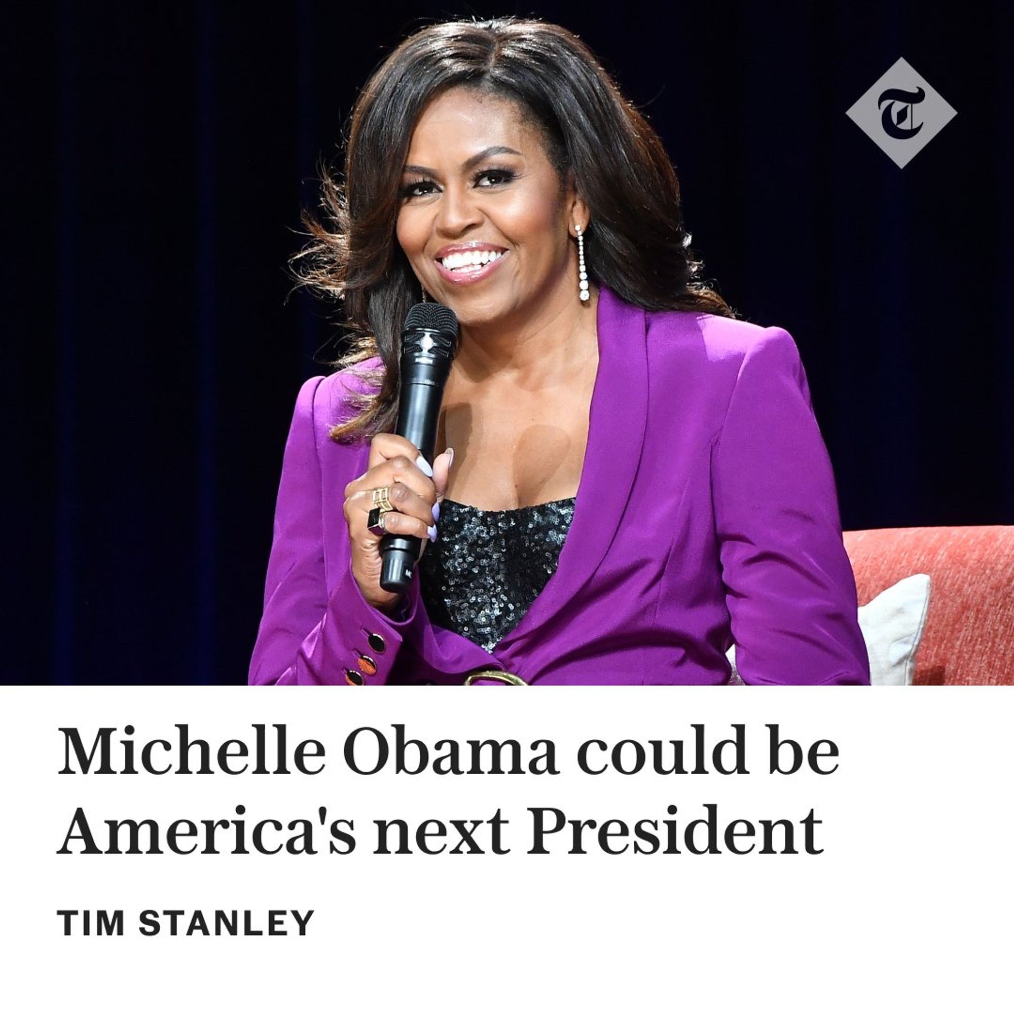 Telegraph article saying Michelle Obama will replace Biden as nominee.