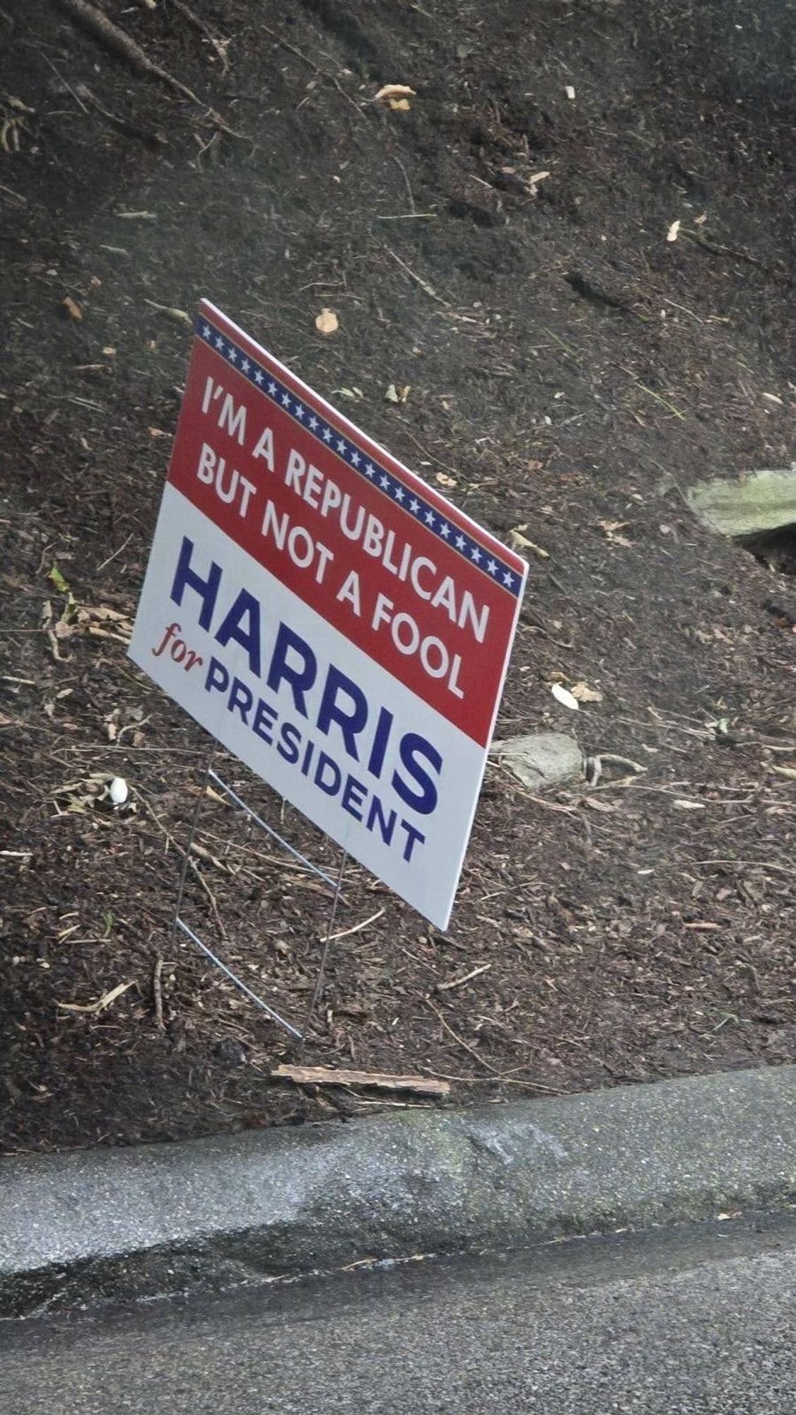 Poster saying I’m a Republican but not a fool Harris for President