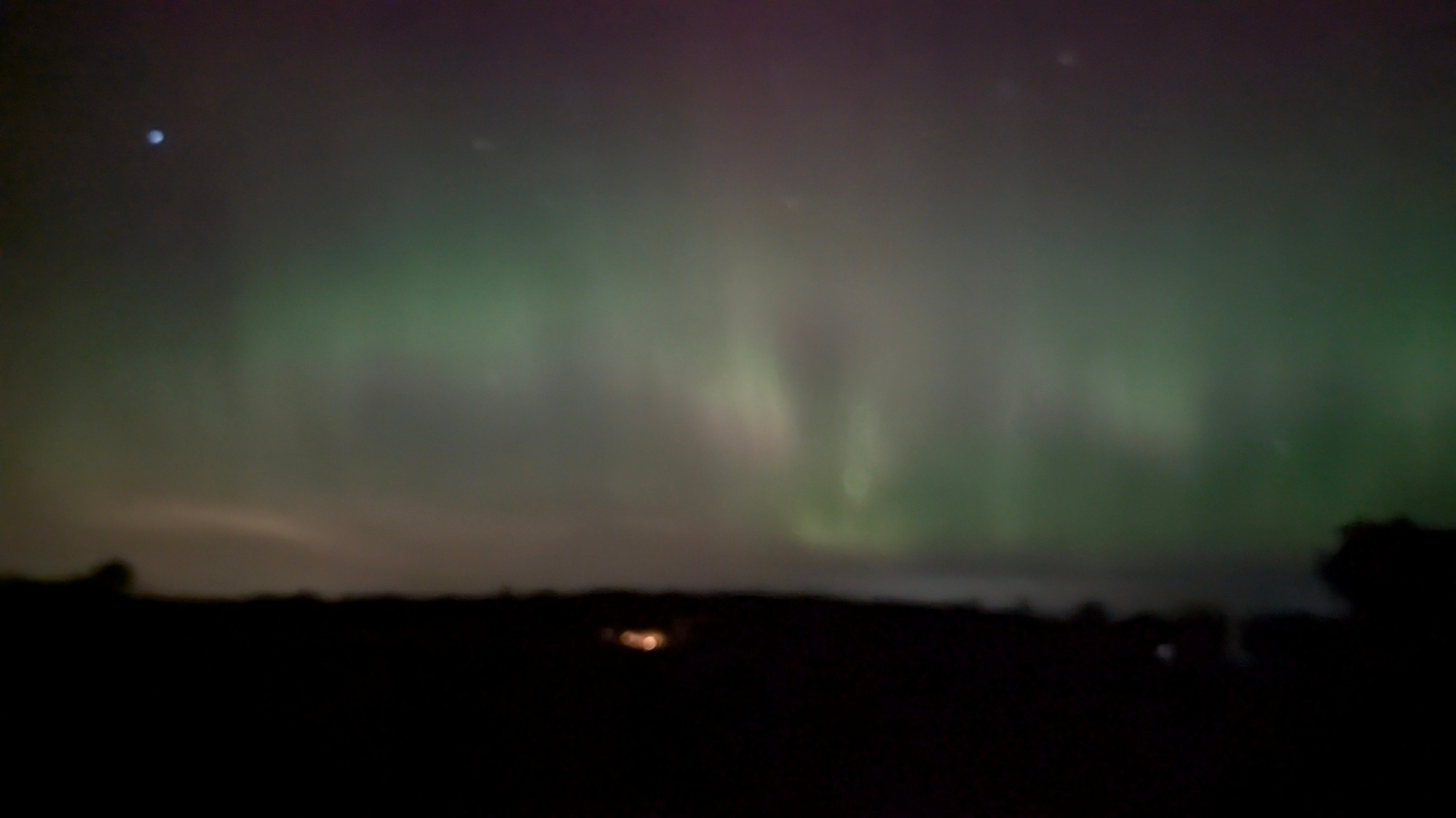 Aurora over farm fields near Elba NY