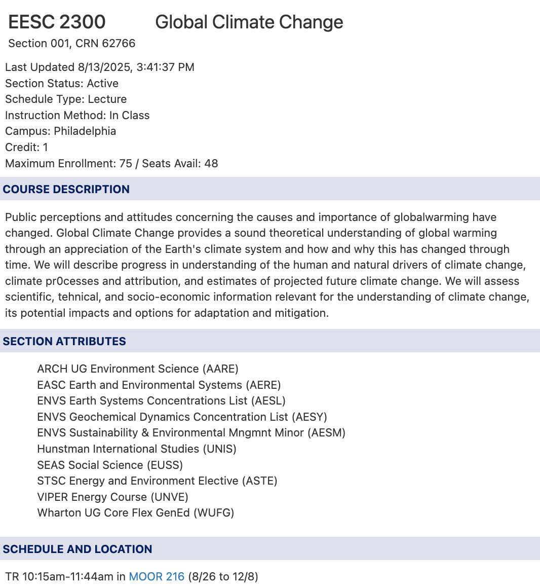 course announcement