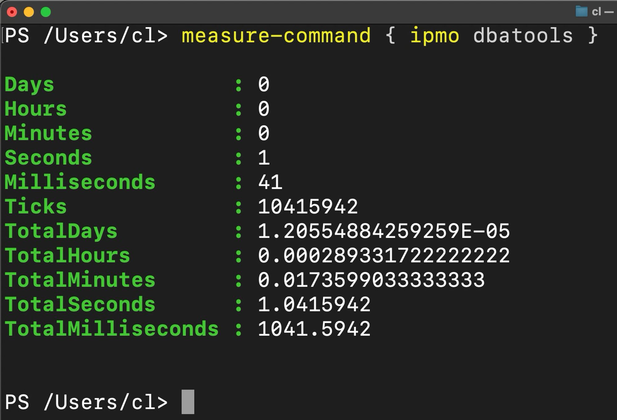 dbatools loading in just 1 second.