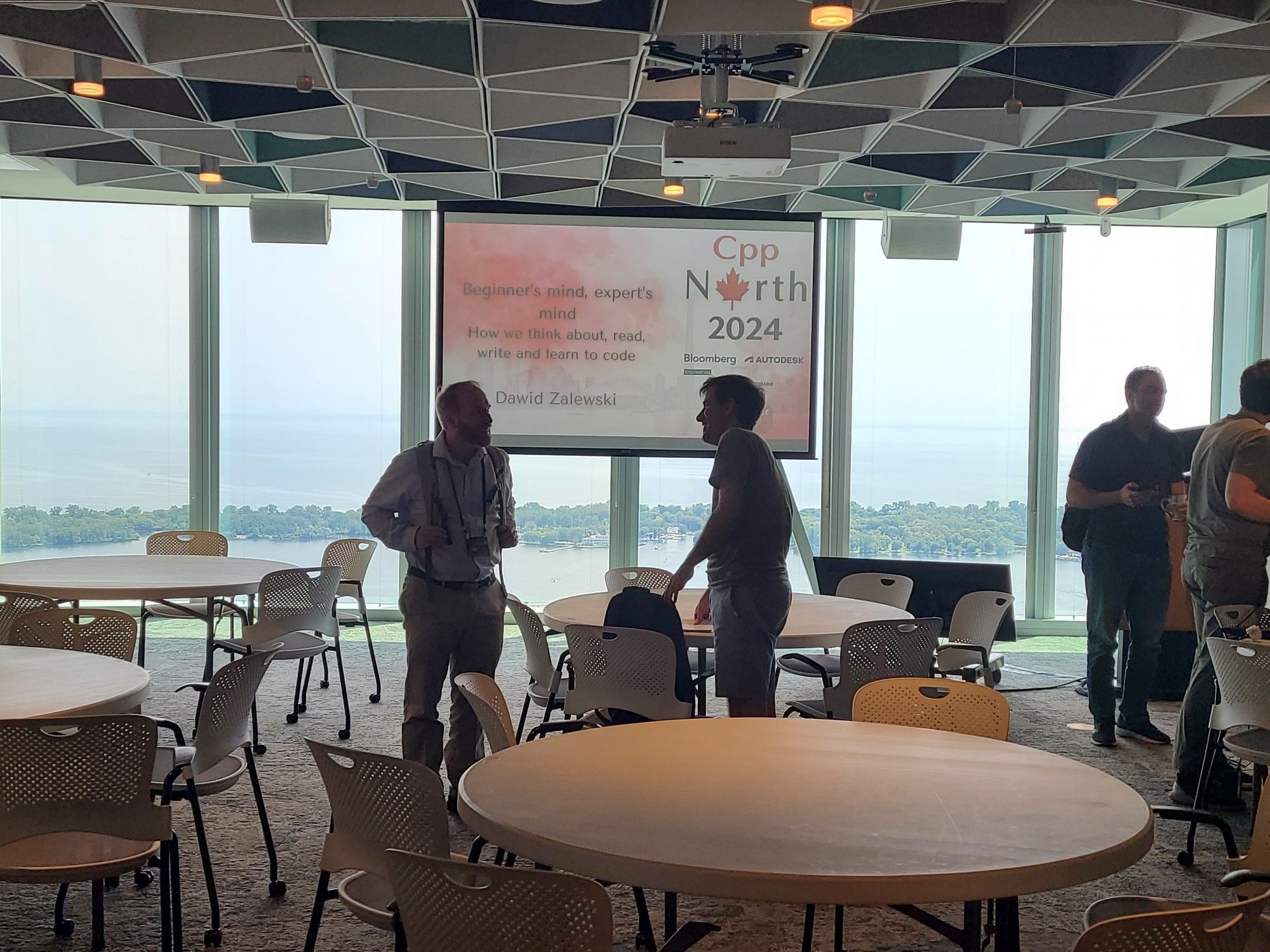 Conference session room with a view of the Toronto Islands