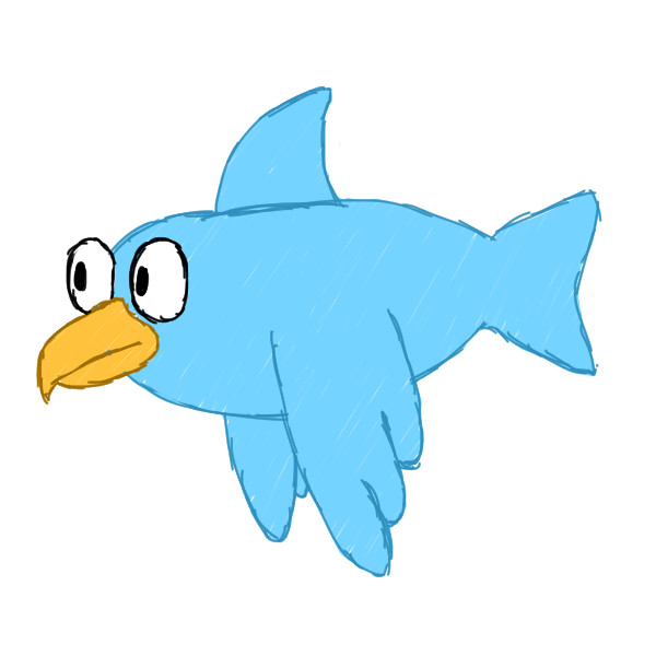 Sketch of a Birdfish from Super Mario Land 2, drawn from memory.