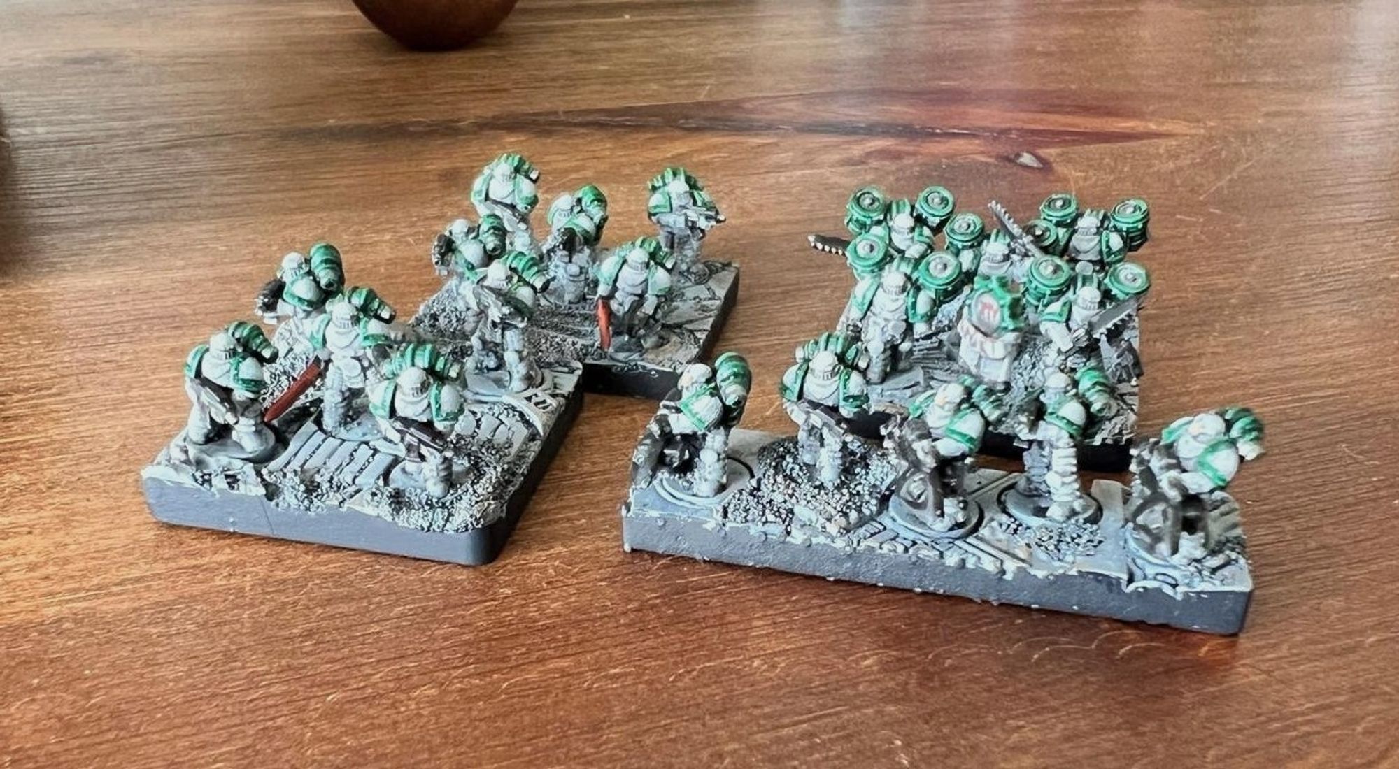 Great Crusade-era MK2 armour Death Guard infantry