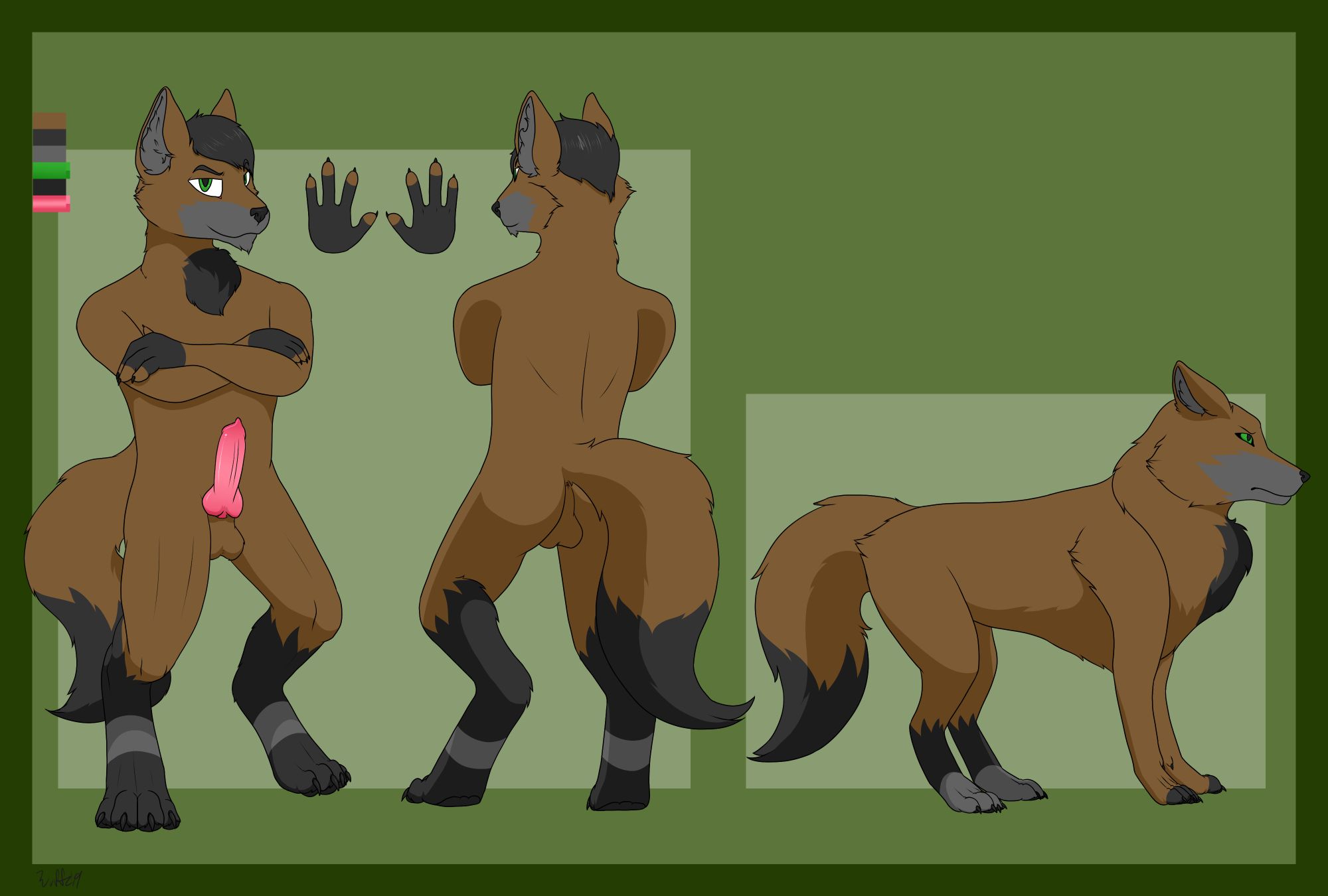 nsfw reference of Kryptic's anthro and feral form