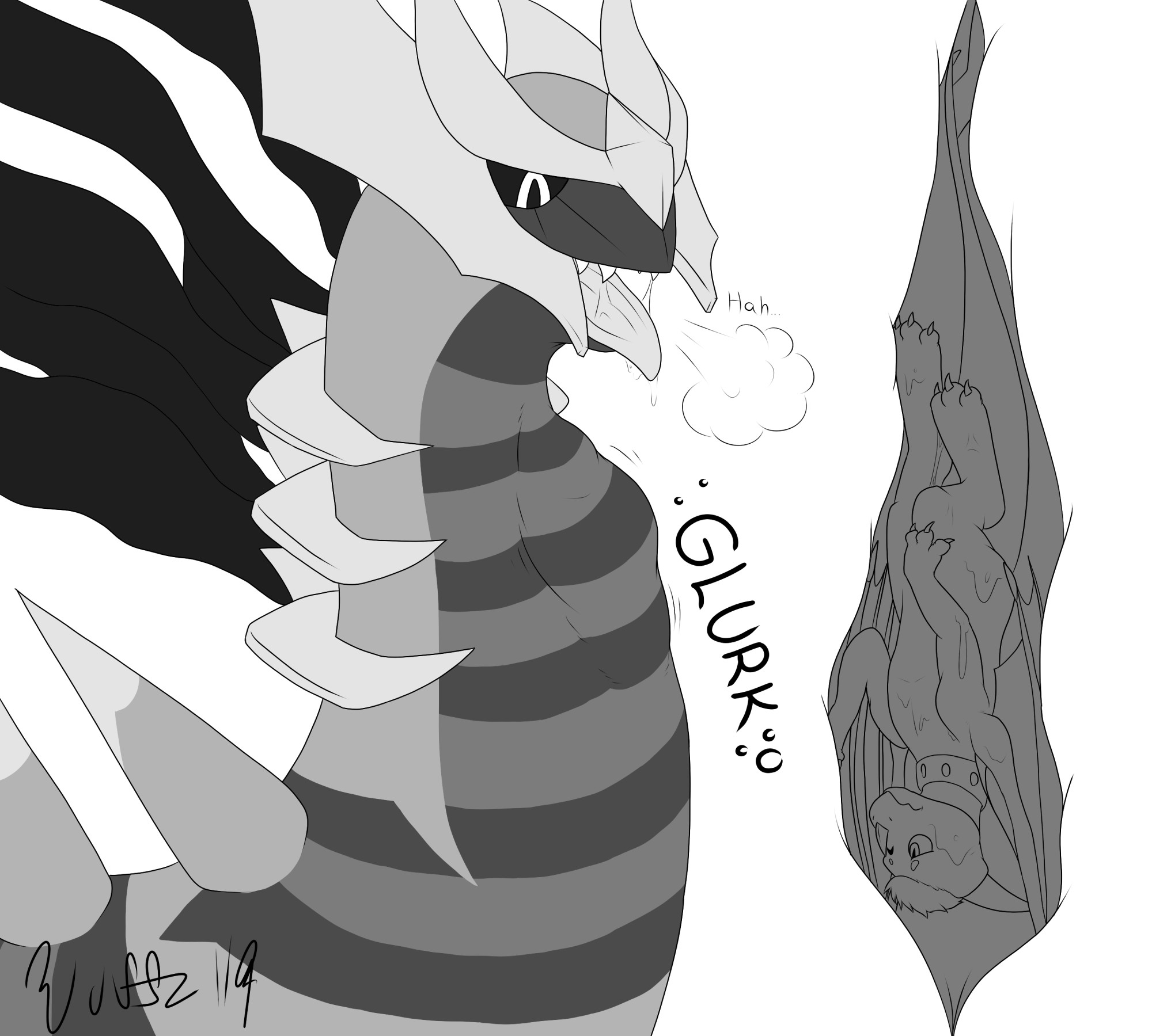 giratina gulping down a derg