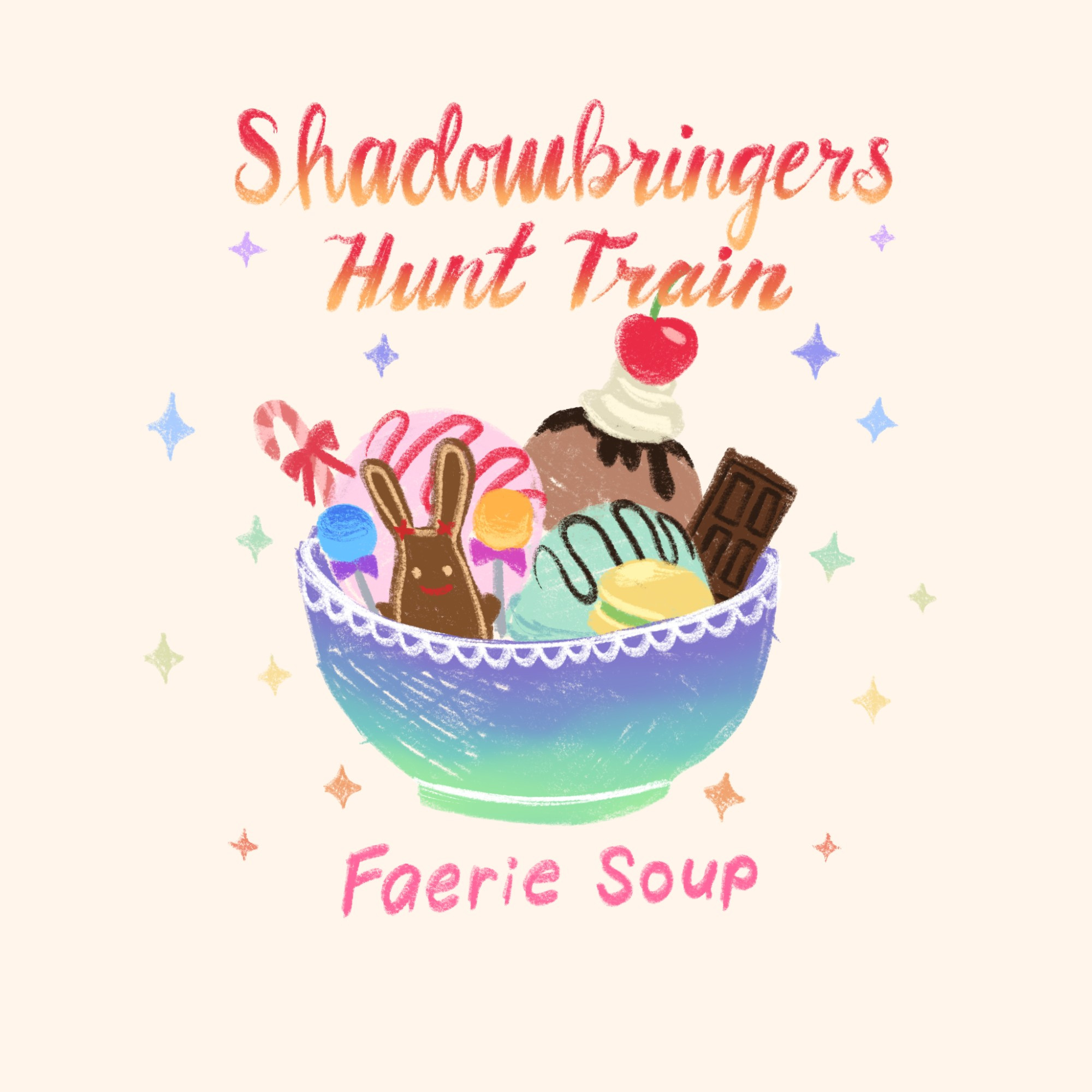 Shadowbringers Hunt Train Faerie Soup for the Faerie Server
A bowl of ice cream and sweets inspired by the Pixie allied society