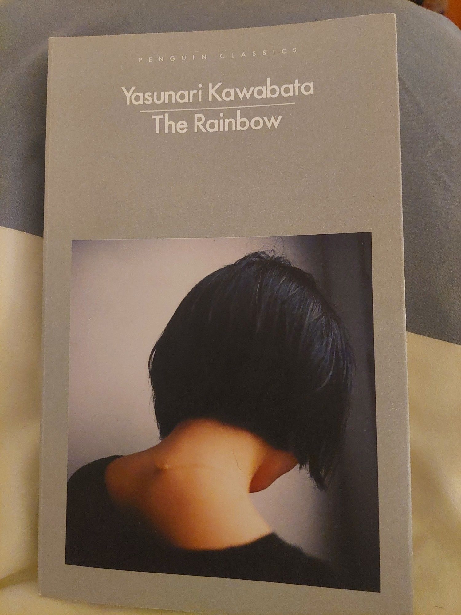 Picture of the front cover of The Rainbow by Yasunari Kawabata - an image of the back of the woman's neck