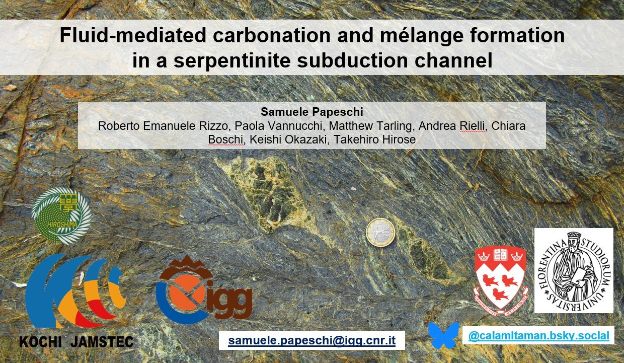 The first slide of my presentation at Serpentinite Days on June 4th (subject to change). The background photo shows a carbonated serpentinite mélange exposed in Cavo (Island of Elba, Italy)