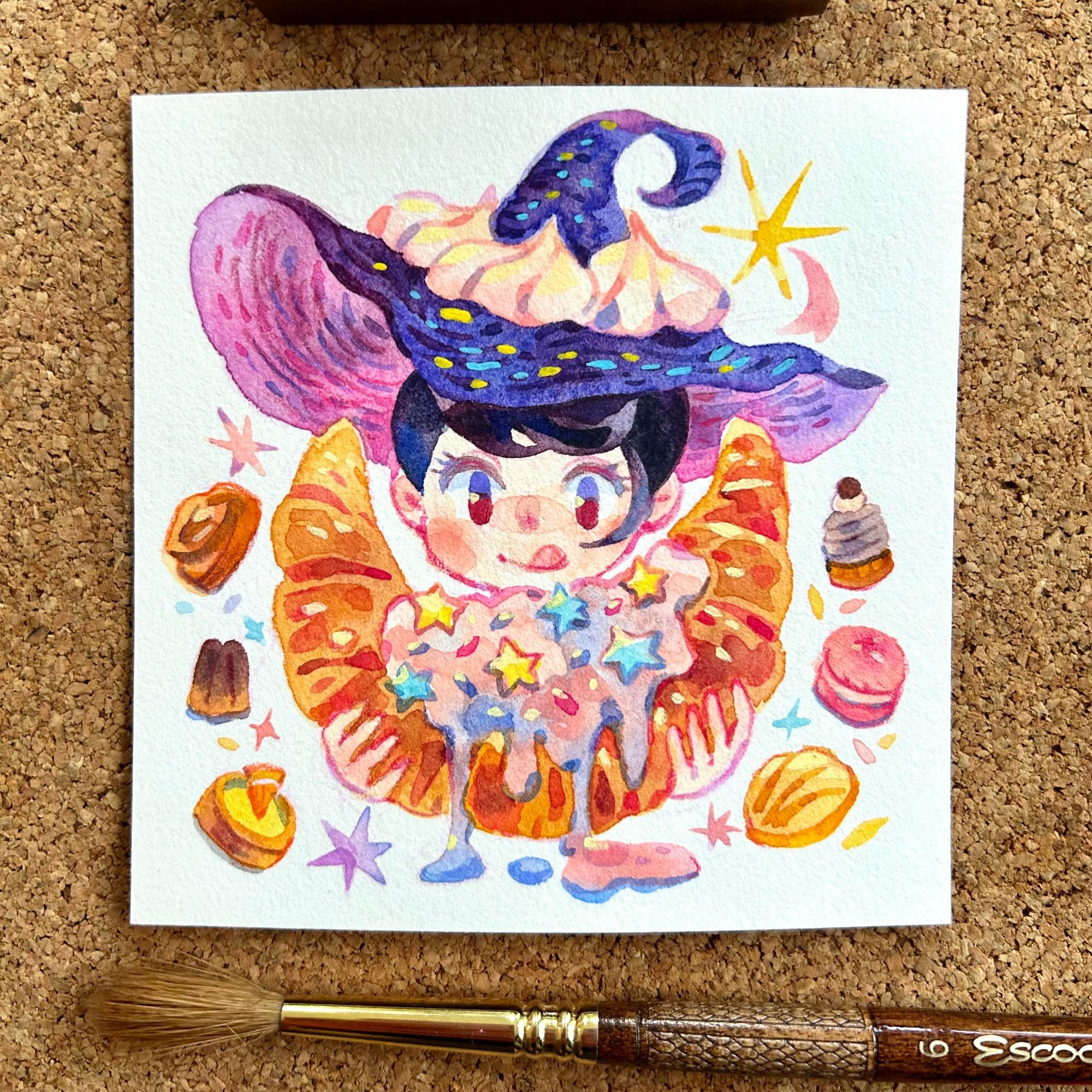 a witch with a large croissant