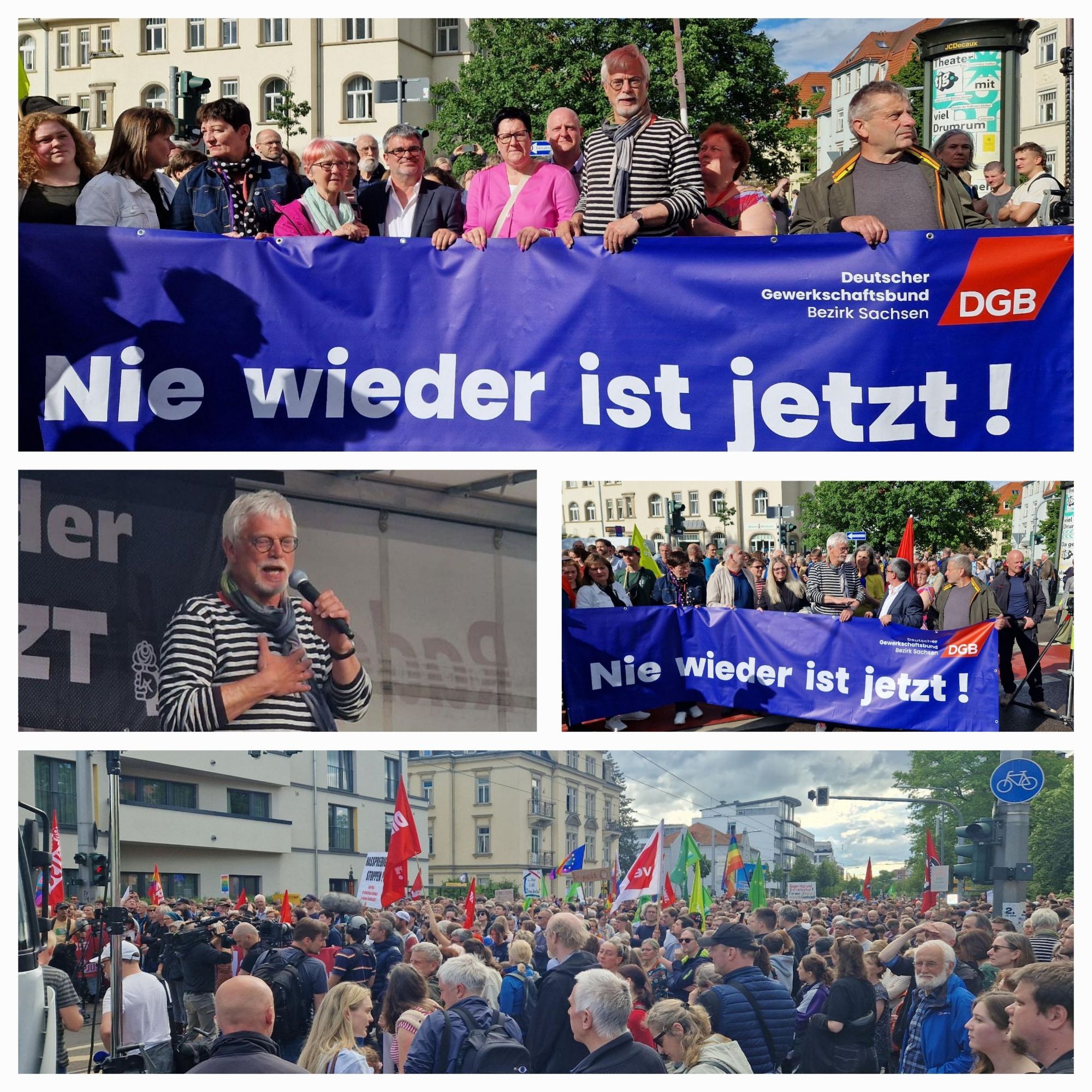 Es handelt sich um eine Collage aus vier Bildern mit Teilnehmerinnen und Teilnehmern der Demonstration.