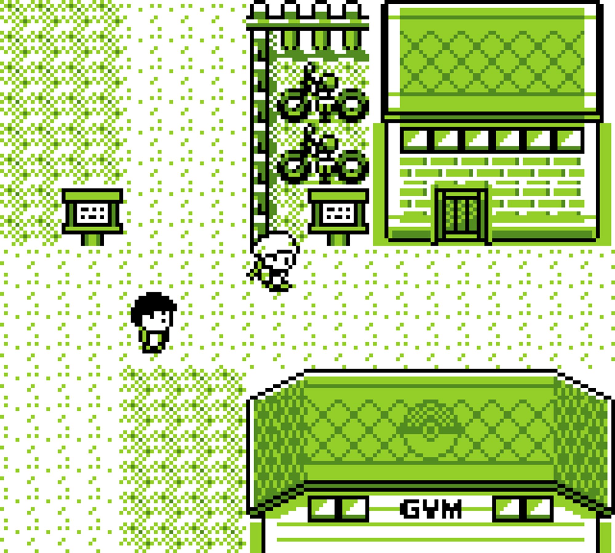 A screenshot from Pokémon Brown 6.1. It shows a new bicycle rack graphic.