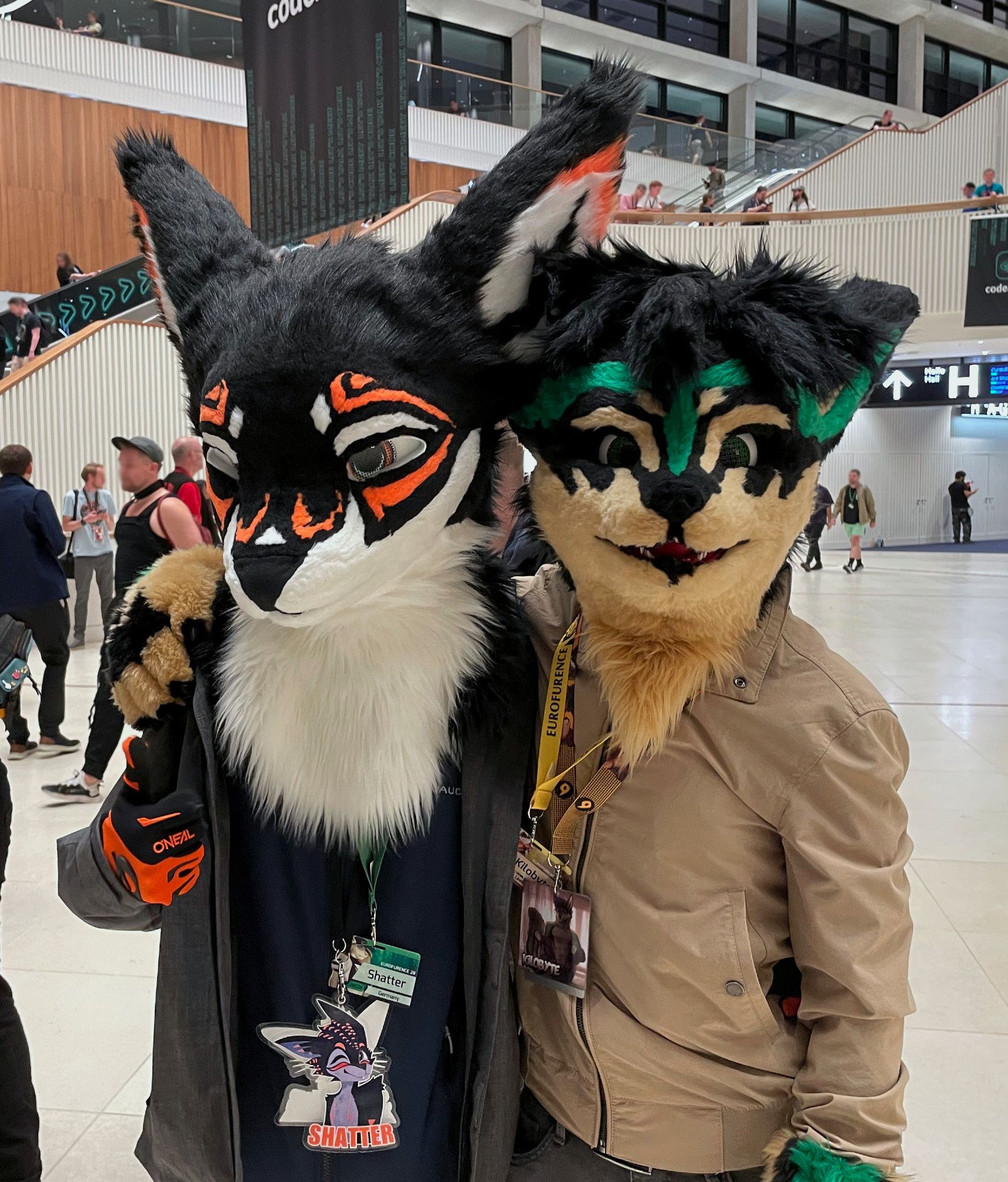 Two Rexouium fursuiters at eurofurence