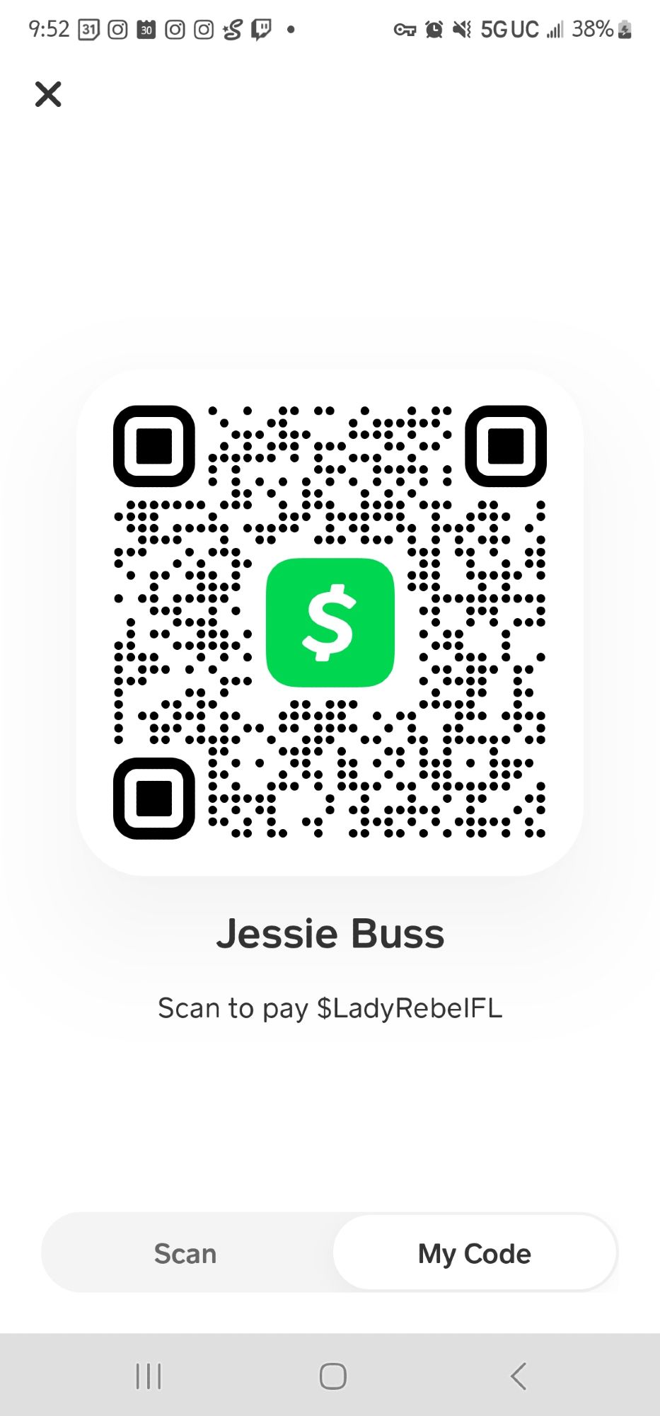 CashApp qr code. $LadyRebelFL