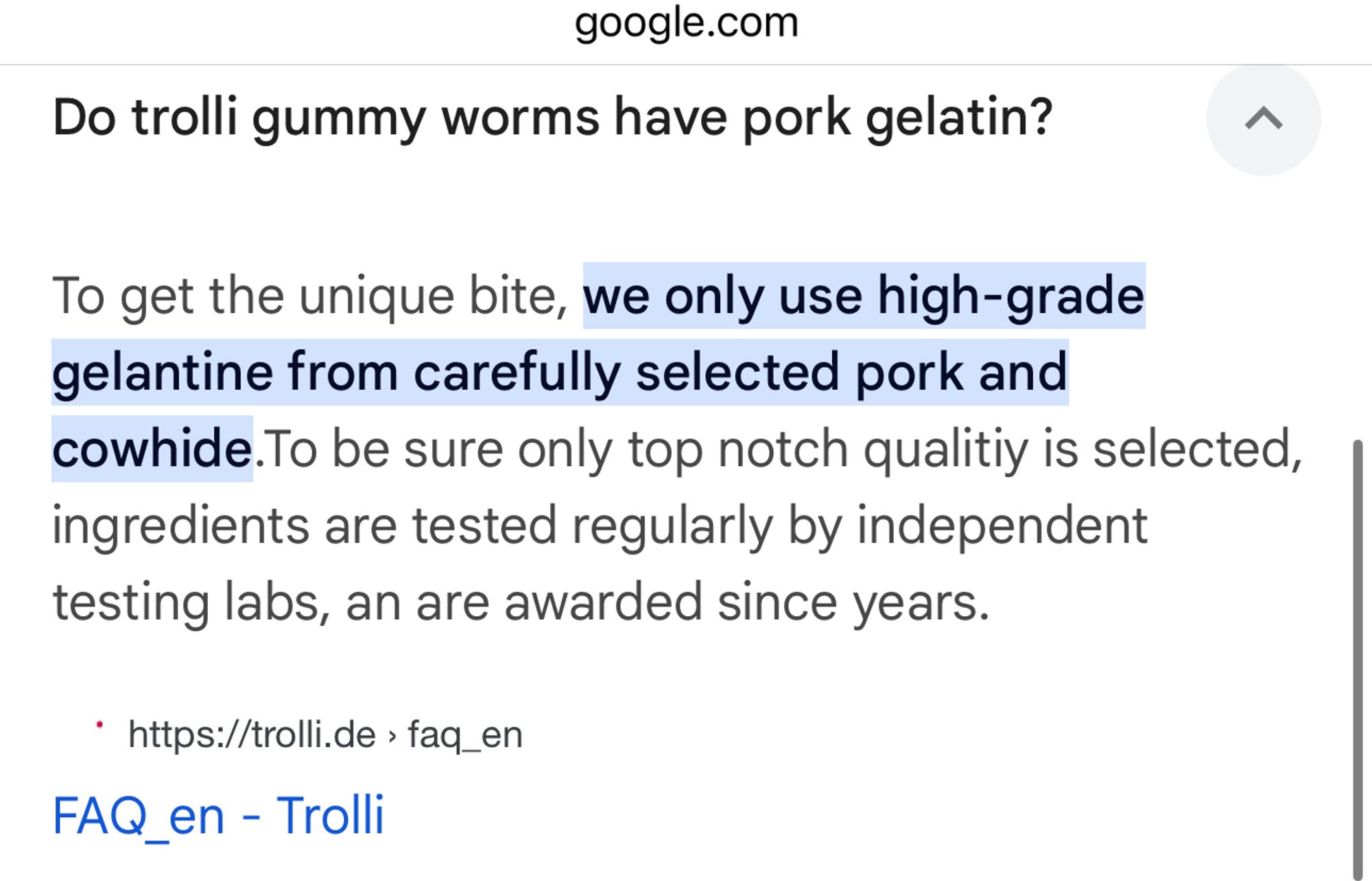 Trolli’s own site says they use pork