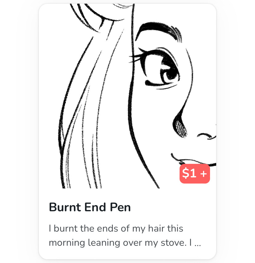 screenshot of a sale item (can be seen via the link in the post): Burnt End Pen