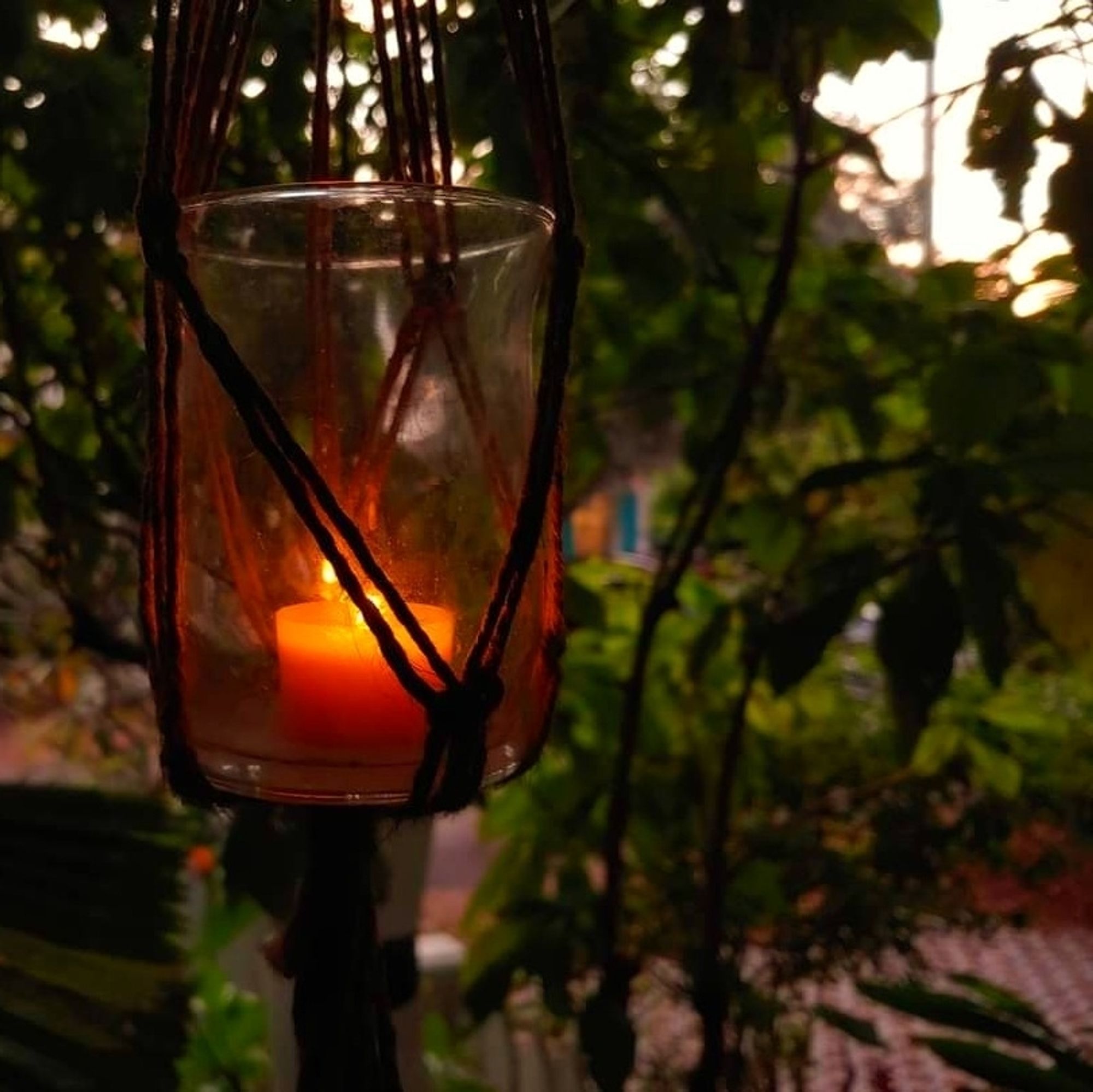 Nightly votive in the porch garden.