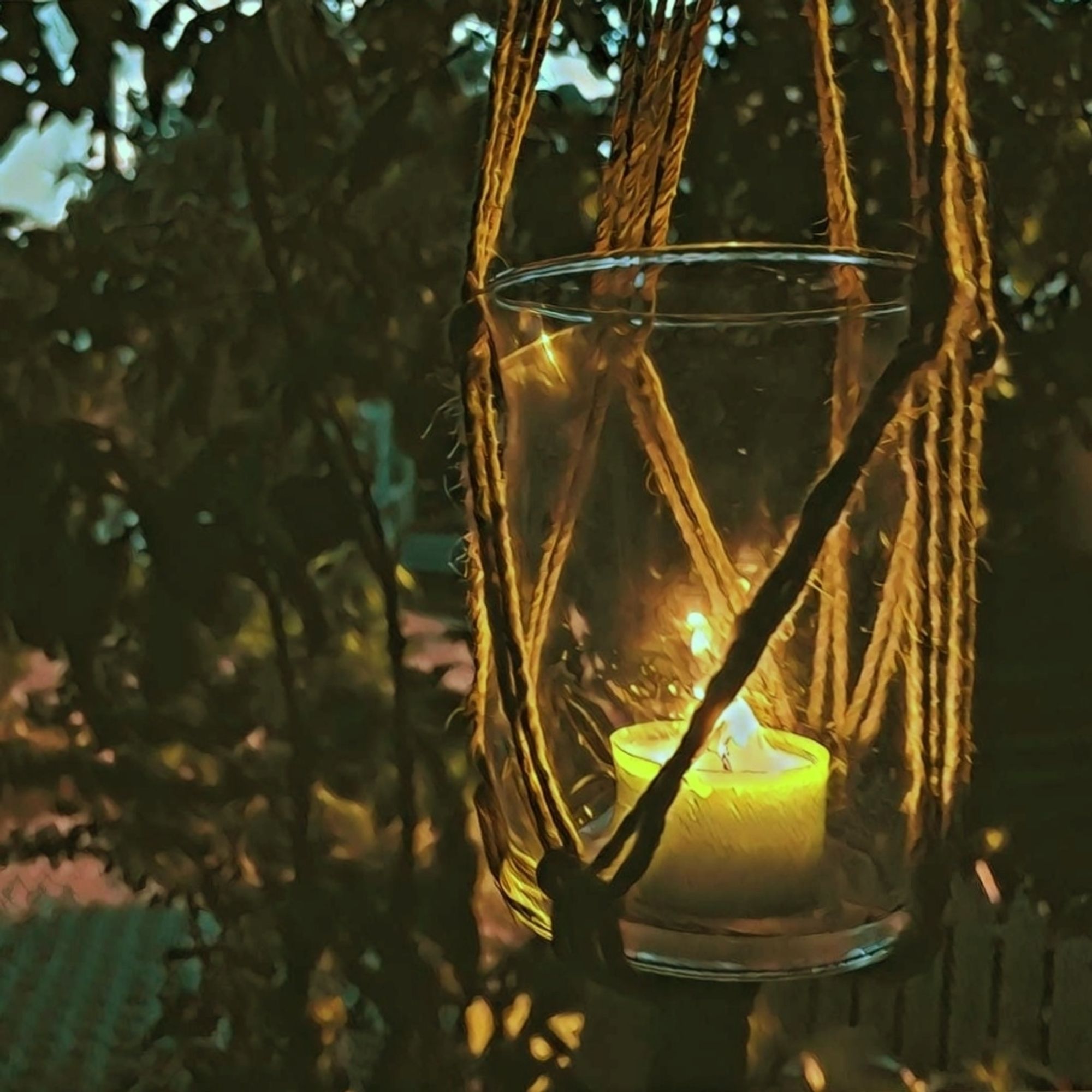 Nightly votive in the porch garden.