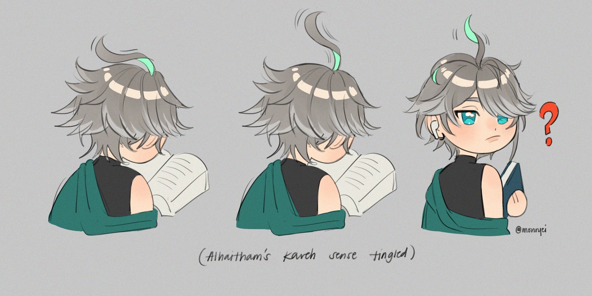 chibi alhaitham's ahoge sensing a disturbance