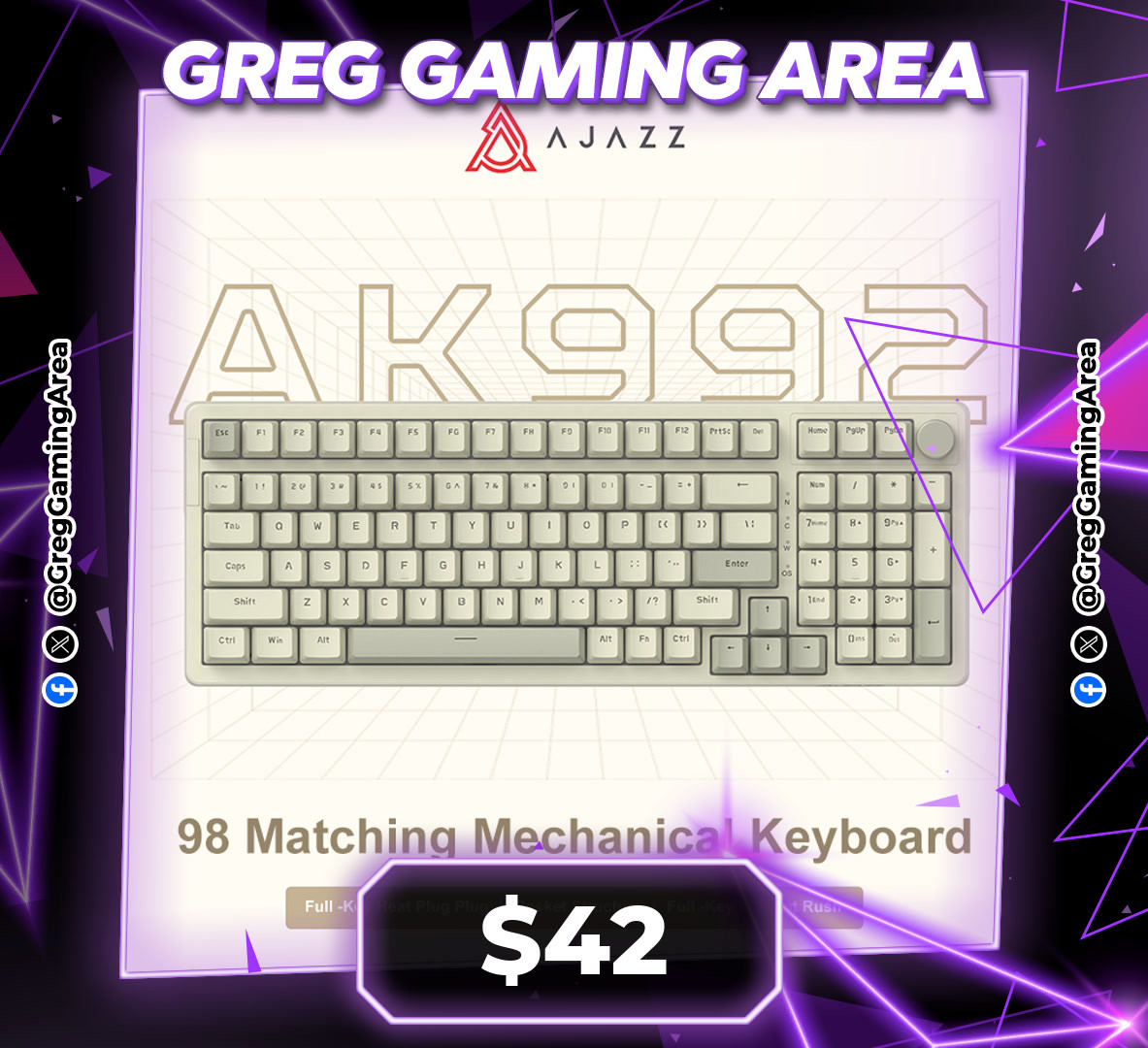 AK992 Retro Wired Mechanical Keyboard 100% 98-Key Full Layout Hot-Swap USB Gaming Keyboard Multimedia Key Knob, Blue Backlight