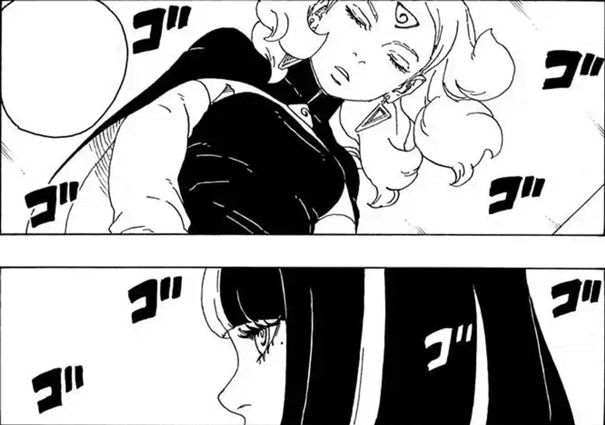 Delta and Eida from the manga series Boruto: Naruto Next Generations Chapter 75.