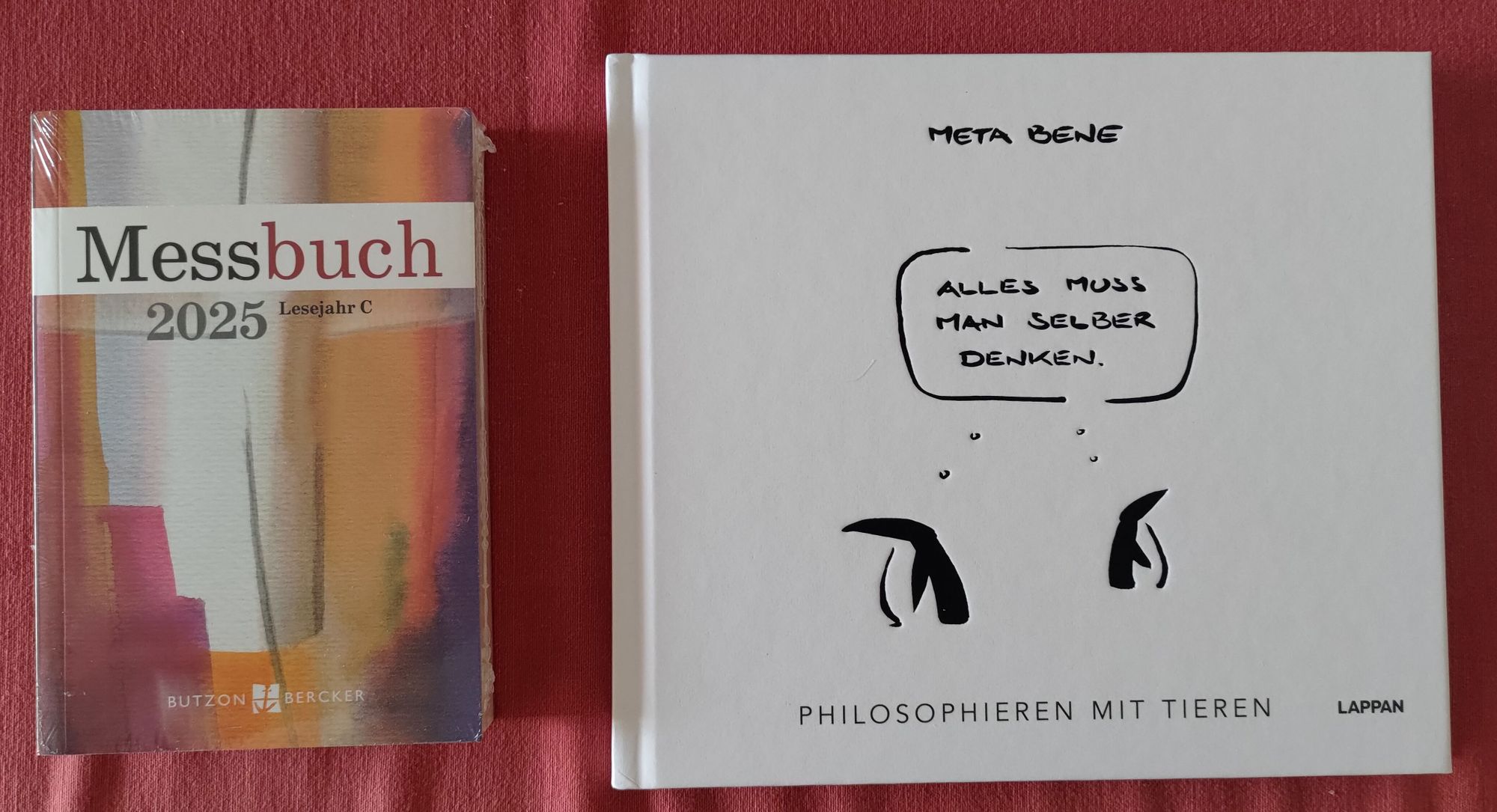 Katholisches Messbuch für das neue Kirchenjahr und das neue Buch "Alles muss man selber denken" von Meta Bene.