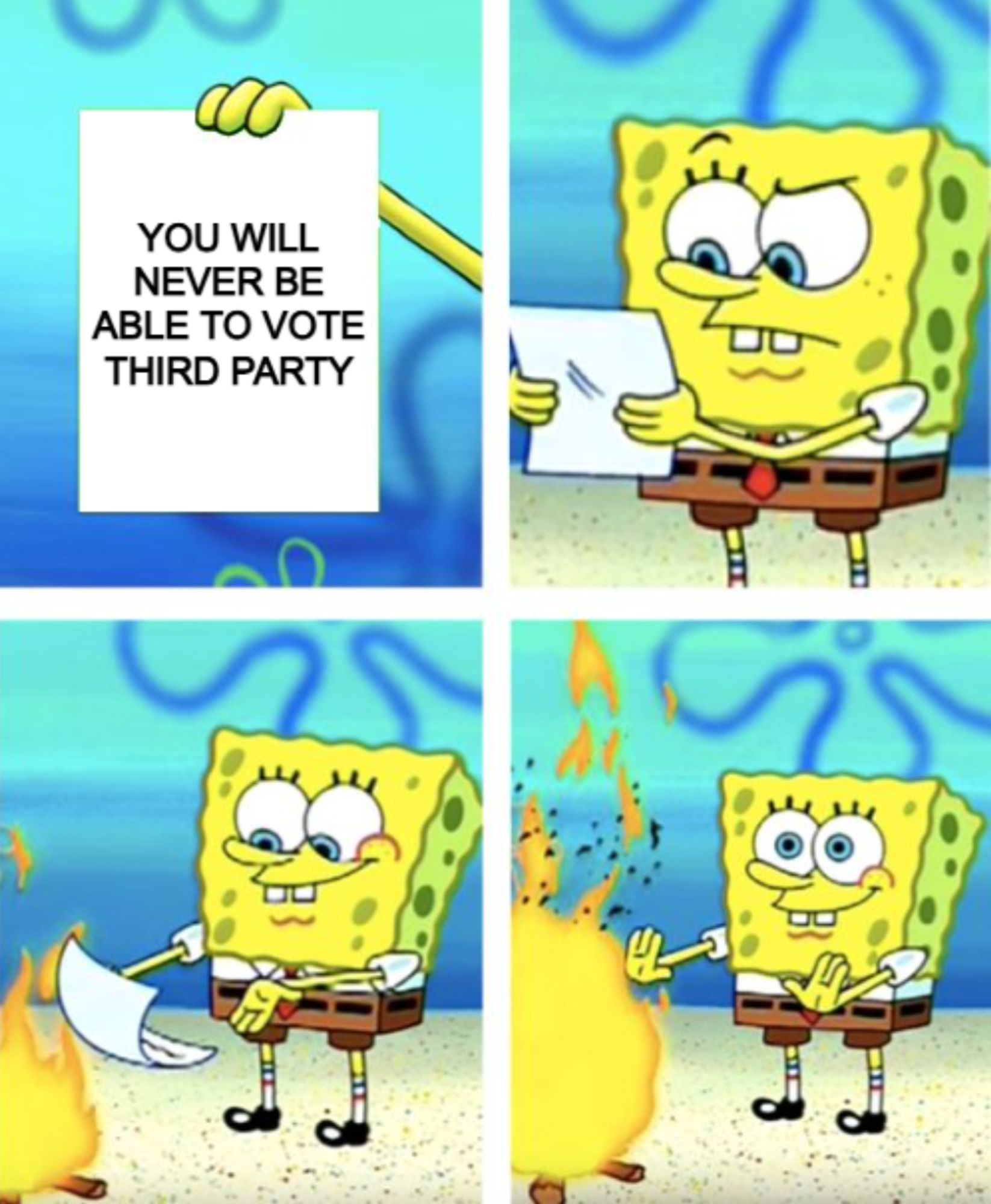 SpongeBob meme: You will never be able to vote third party