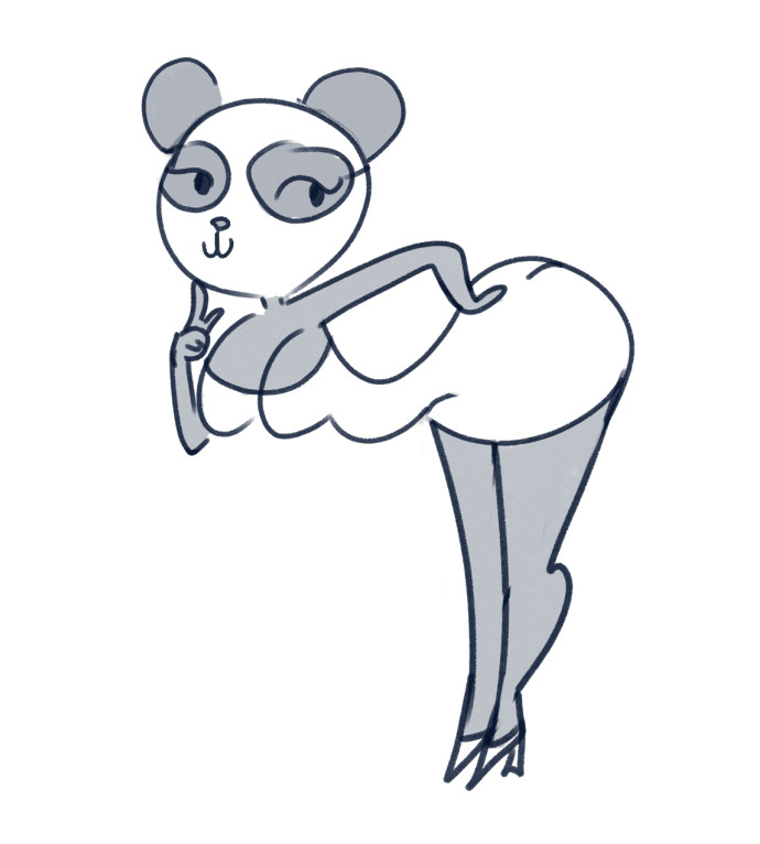 Sexy (?) anthropomorphized female panda in a miniskirt