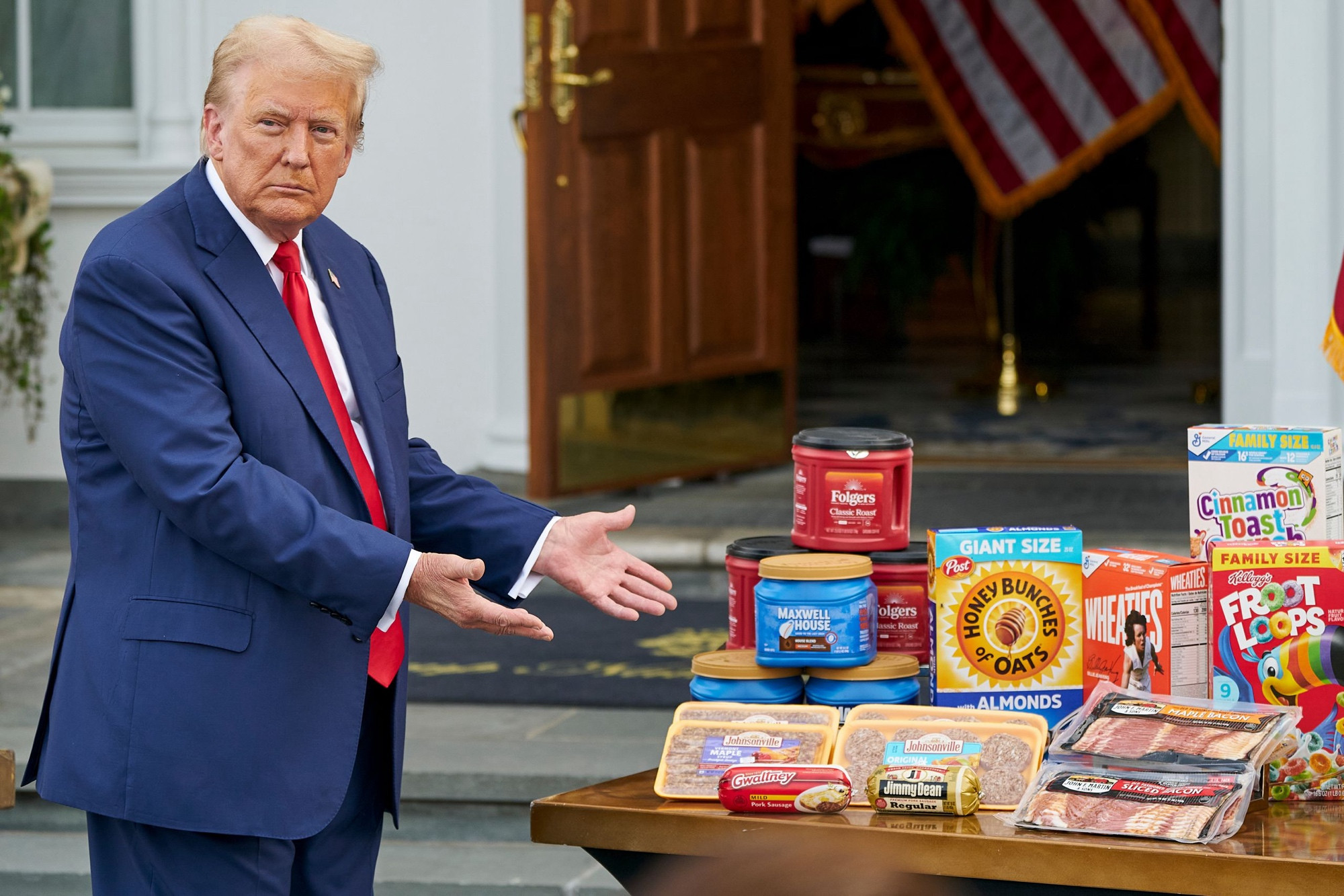 Trump showing off the food he’s making unaffordable 