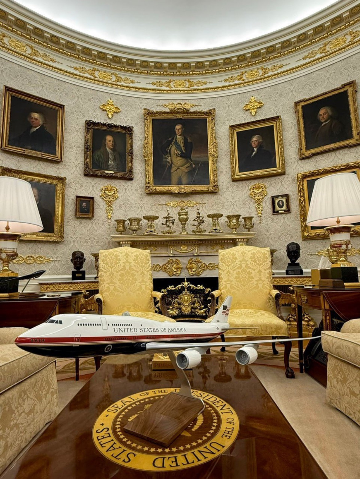 White House covered in plastic gold