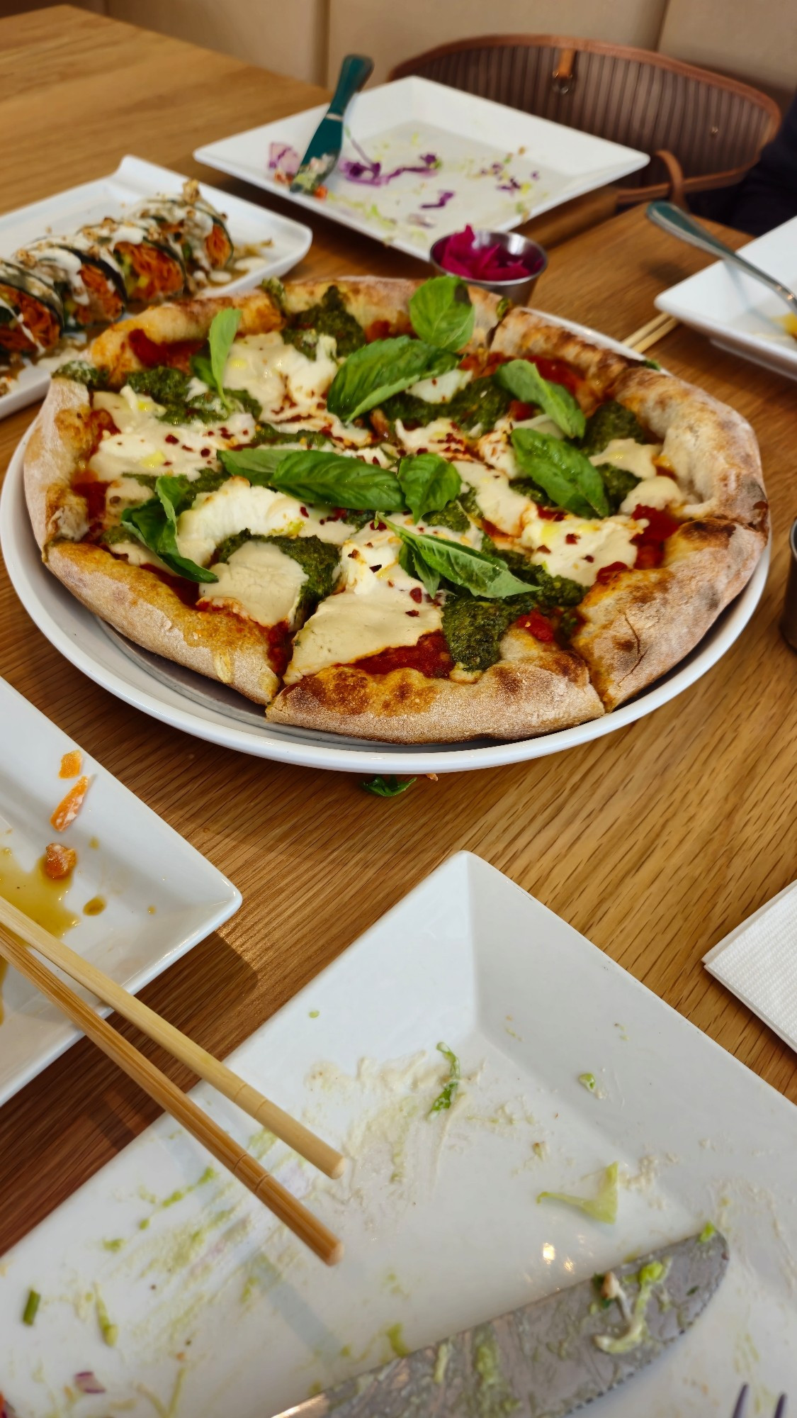 Vegan Cashew cheese and pesto pizza