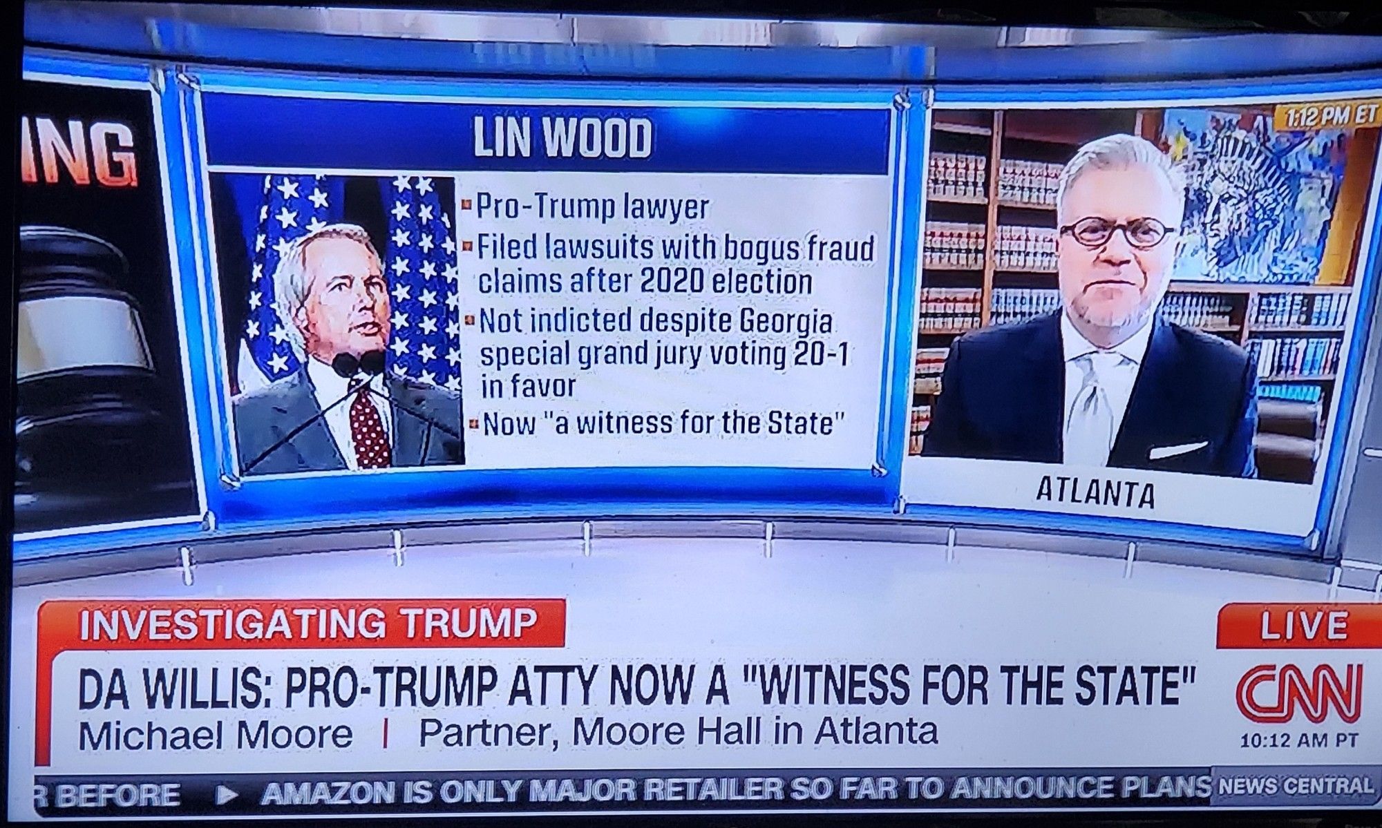 A photograph showing former Trump attorney Lin Wood has flipped & is now a witness for the State of Georgia against Trump.