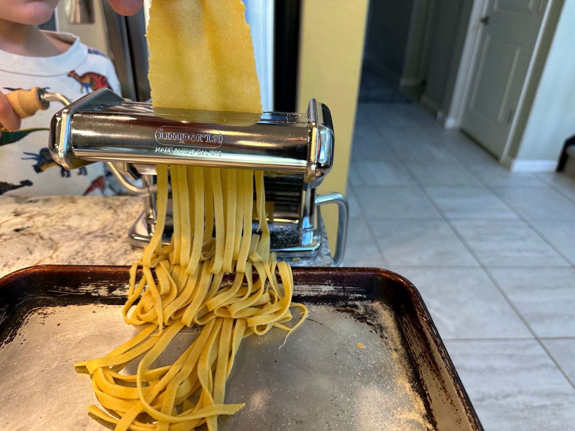 Cranking fettuccine now