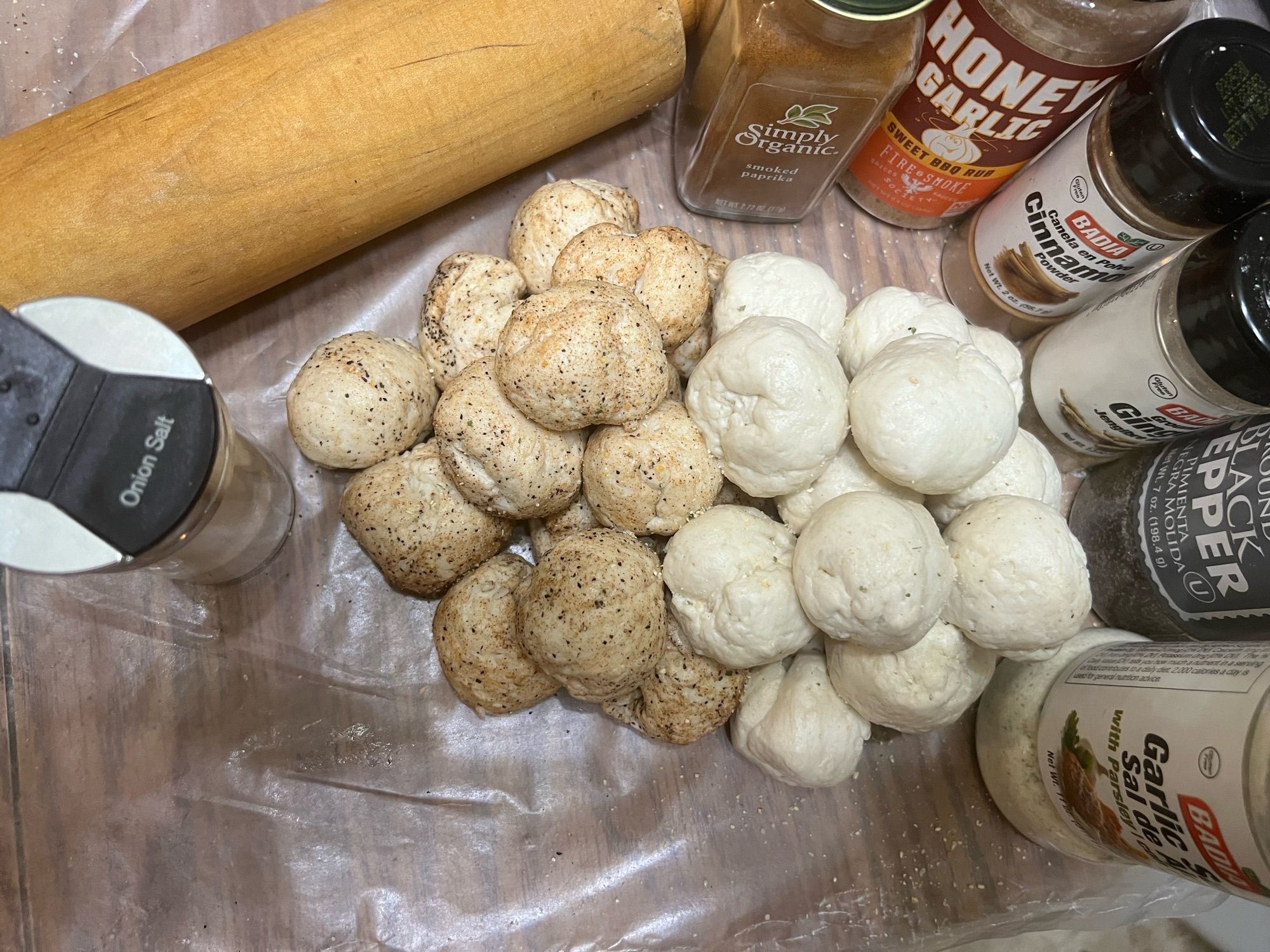 Two types… of… dumplings: plane and my special mixture…