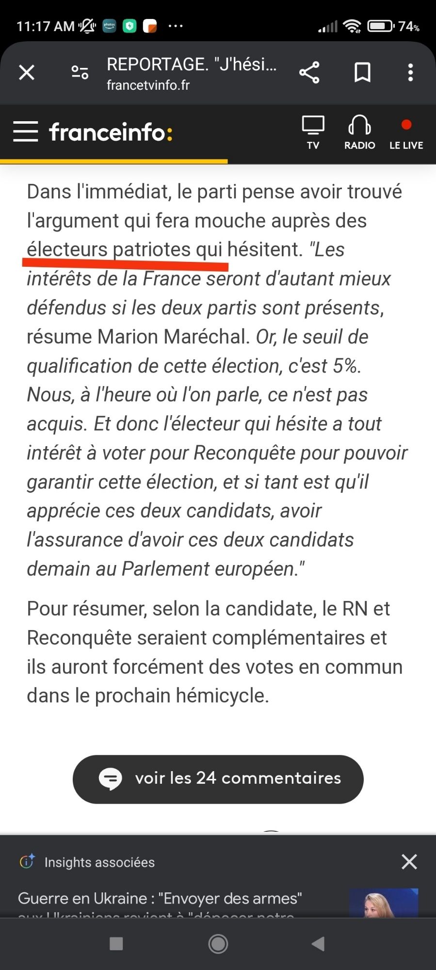 Patriote sans guillemets pour qualifier les électeurs du RN et de Reconquête.. c'est plus qu'une faute de frappe.