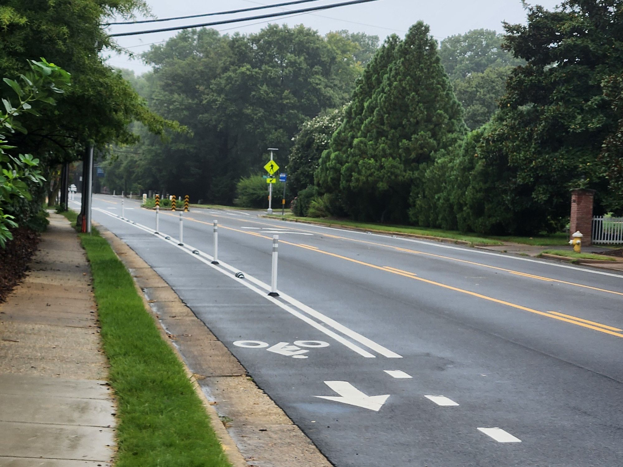 East=bound protected bike lanes on Seminary Road as of 08/30/2024