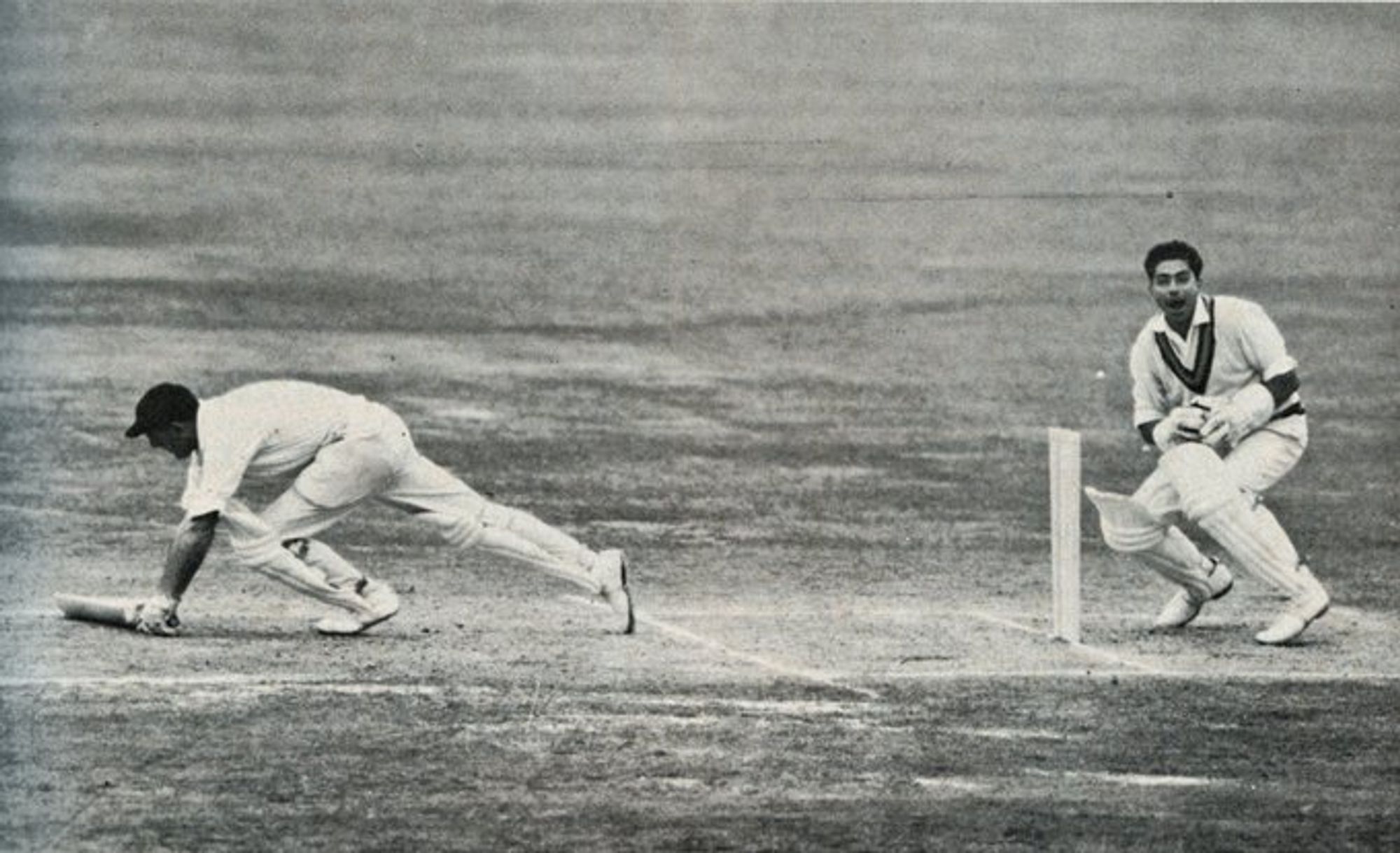 An early Patrick Eagar gem ... Tom Graveney is stumped by Farokh Engineer off the bowling of Bishan Bedi in the 1967 Lord's Test.  Graveney's 151 gave England the platform for an  innings win (The Cricketer)