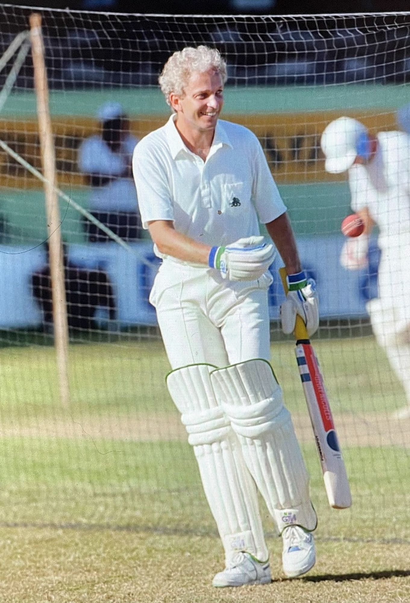 David Gower in the nets ahead of the 5th Test in Antigua, April 11th 1990