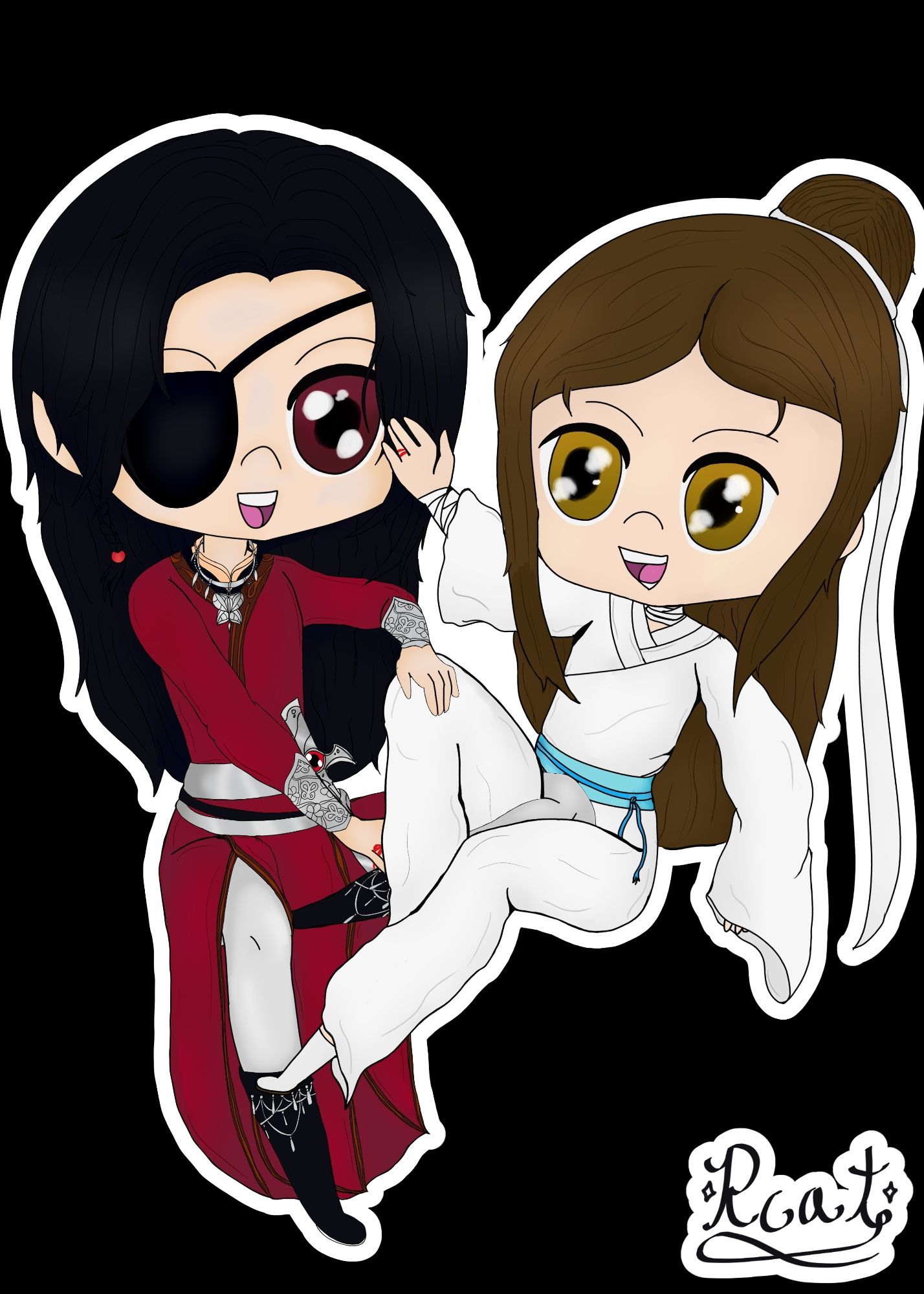 Hua Cheng and Xie Lian from Heaven Official's Blessing Chibi Art