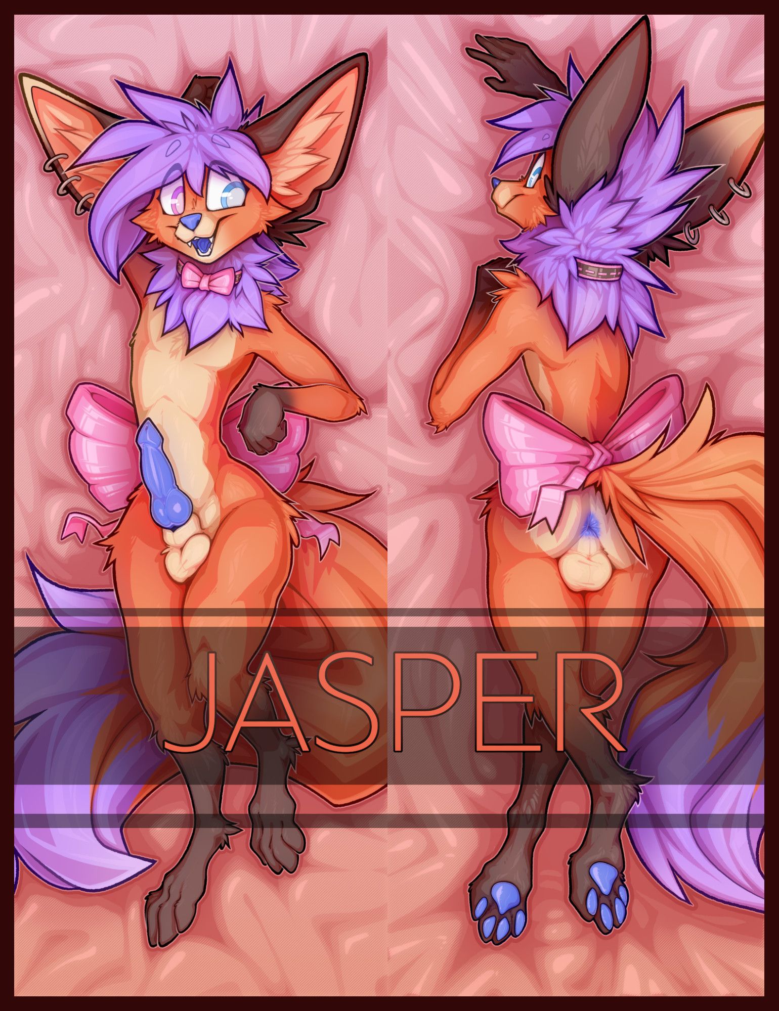 A dakimakura design for Jasper, a fennec fox.