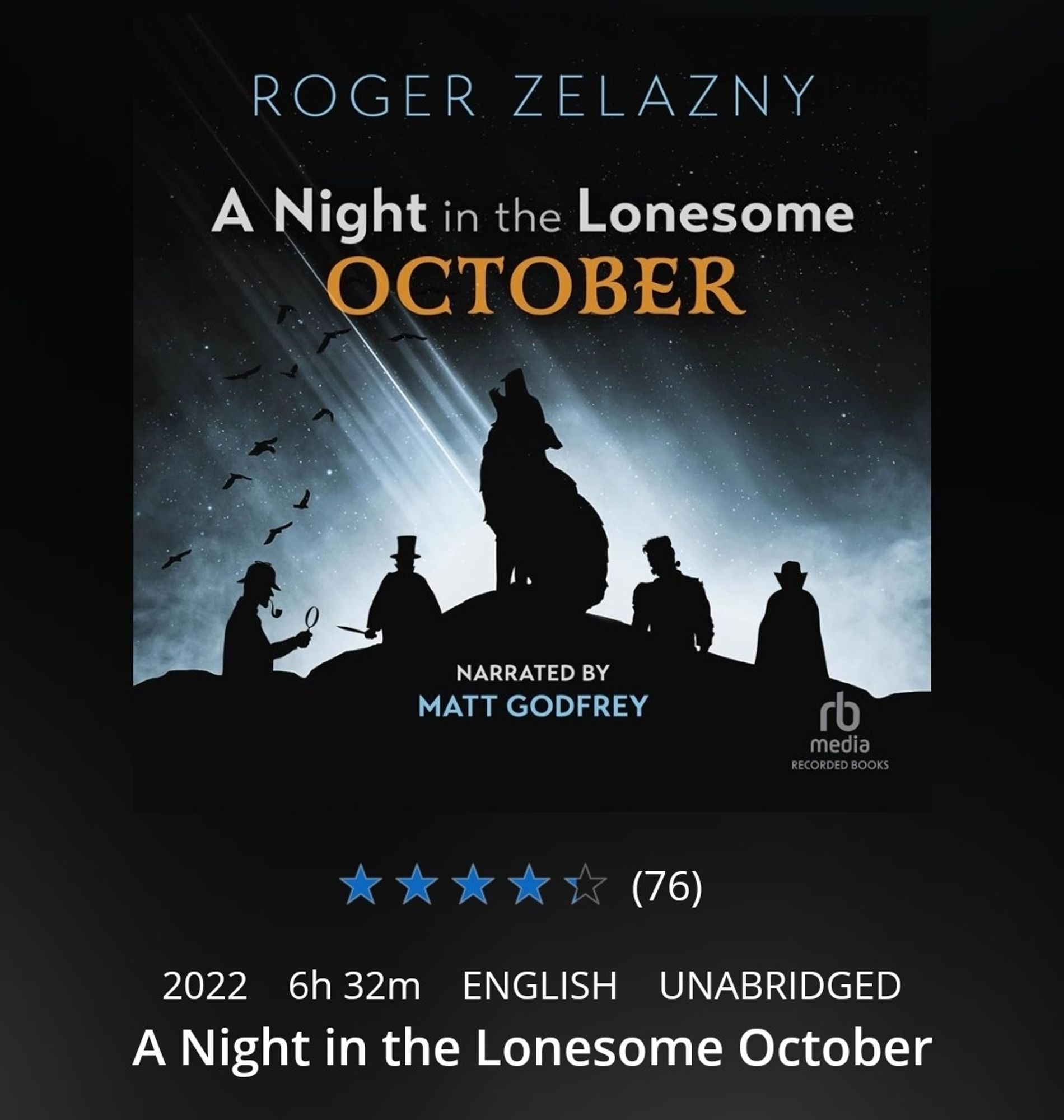 Cover art for A Night in the Lonesome October by Robert Zelazny