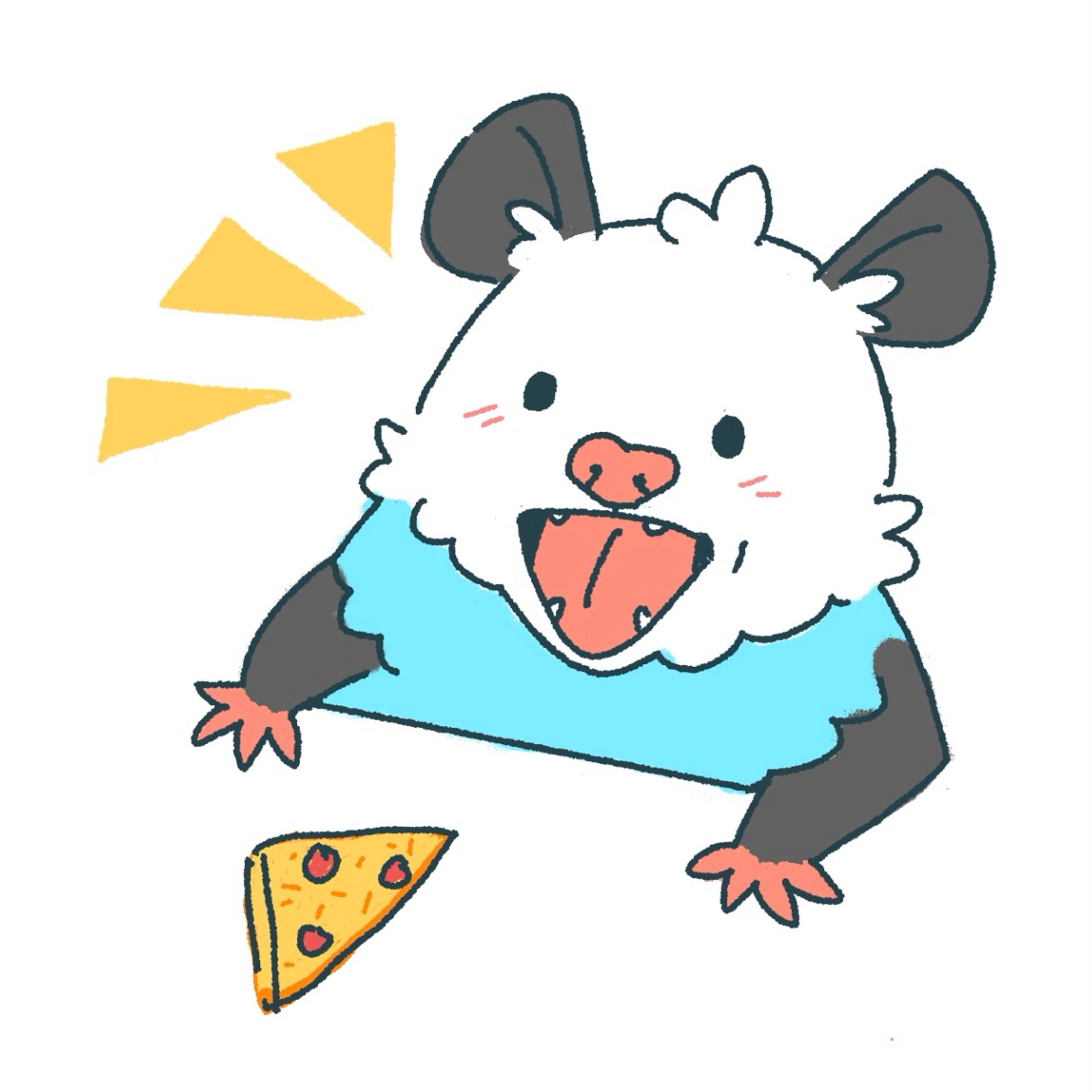 Possum surprised by pizza