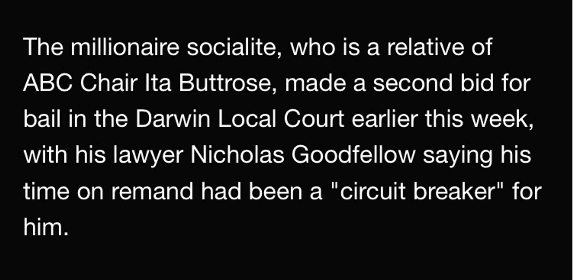 Text from the article explaining that Andrew Spira is a relative of Ita Buttrose - again demonstrating the vast difference of ‘rule of law’ is utterly dependent on who you’re related to in Australia.