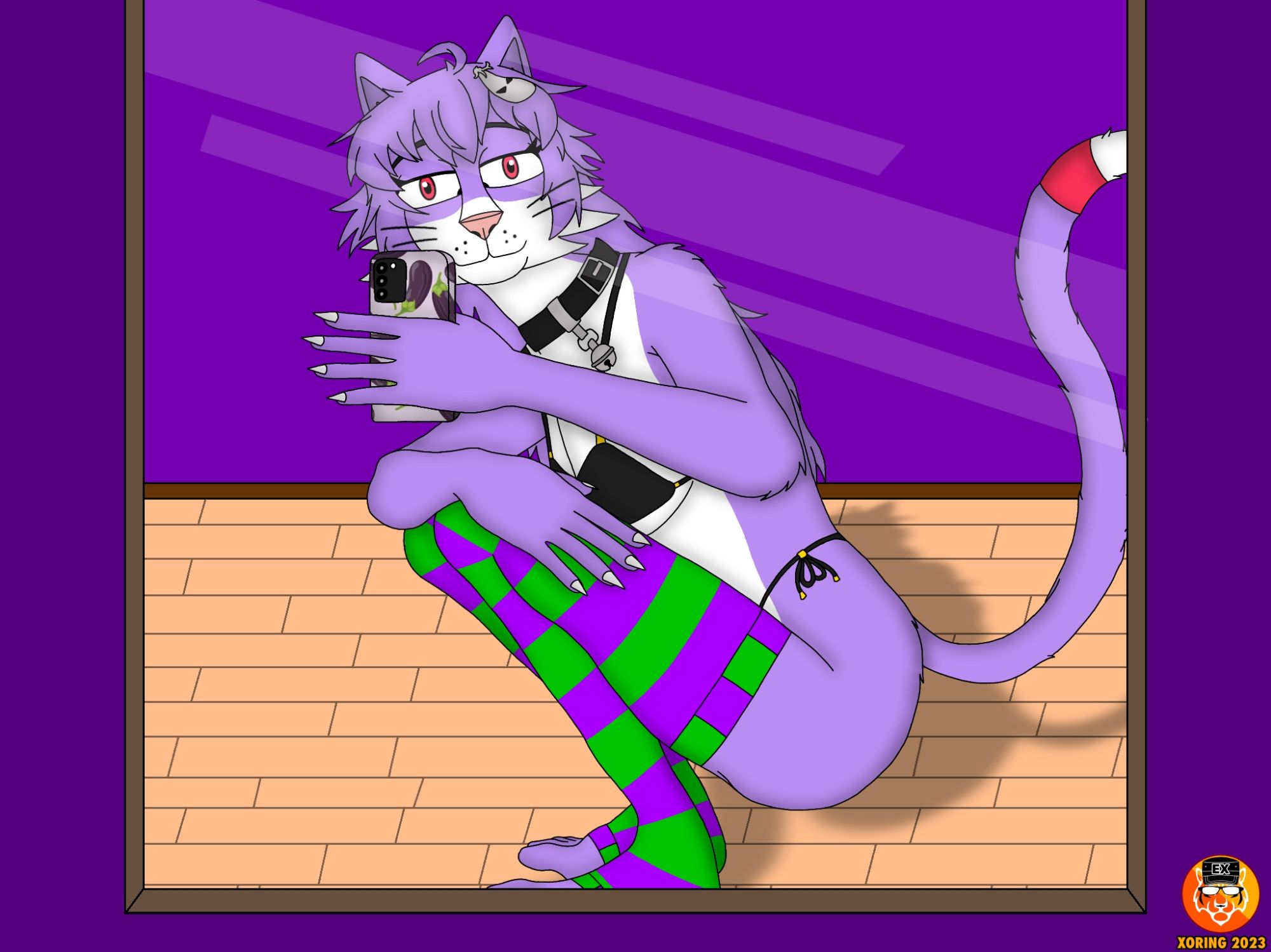 Nekoz takes a selfie with a bikini on and socks. Oh my~