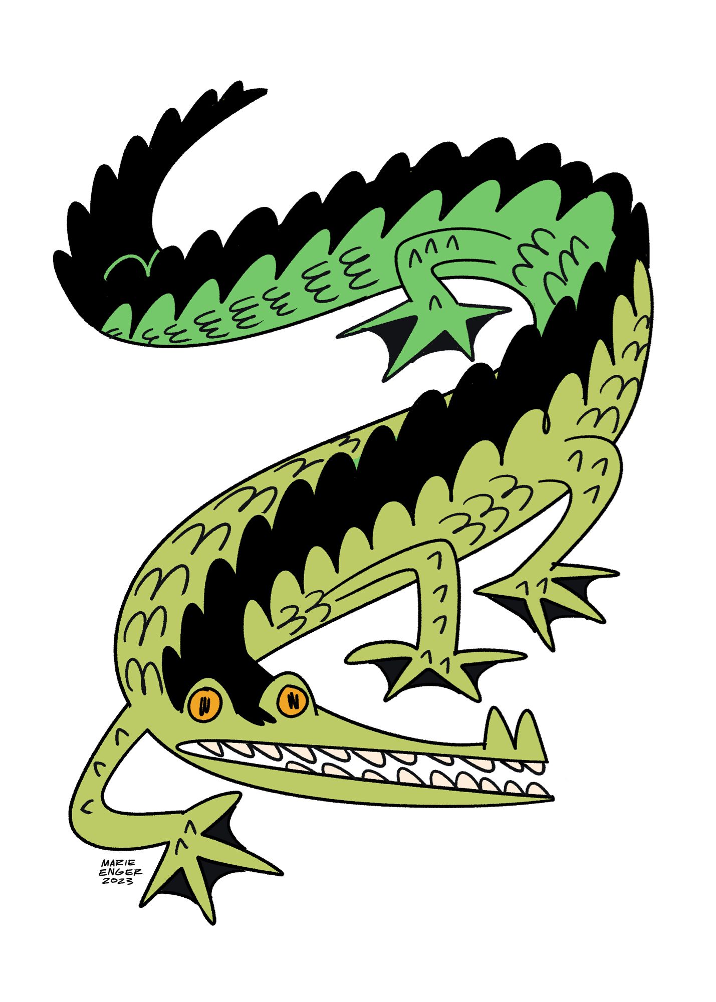 A drawing of a crocodile probably