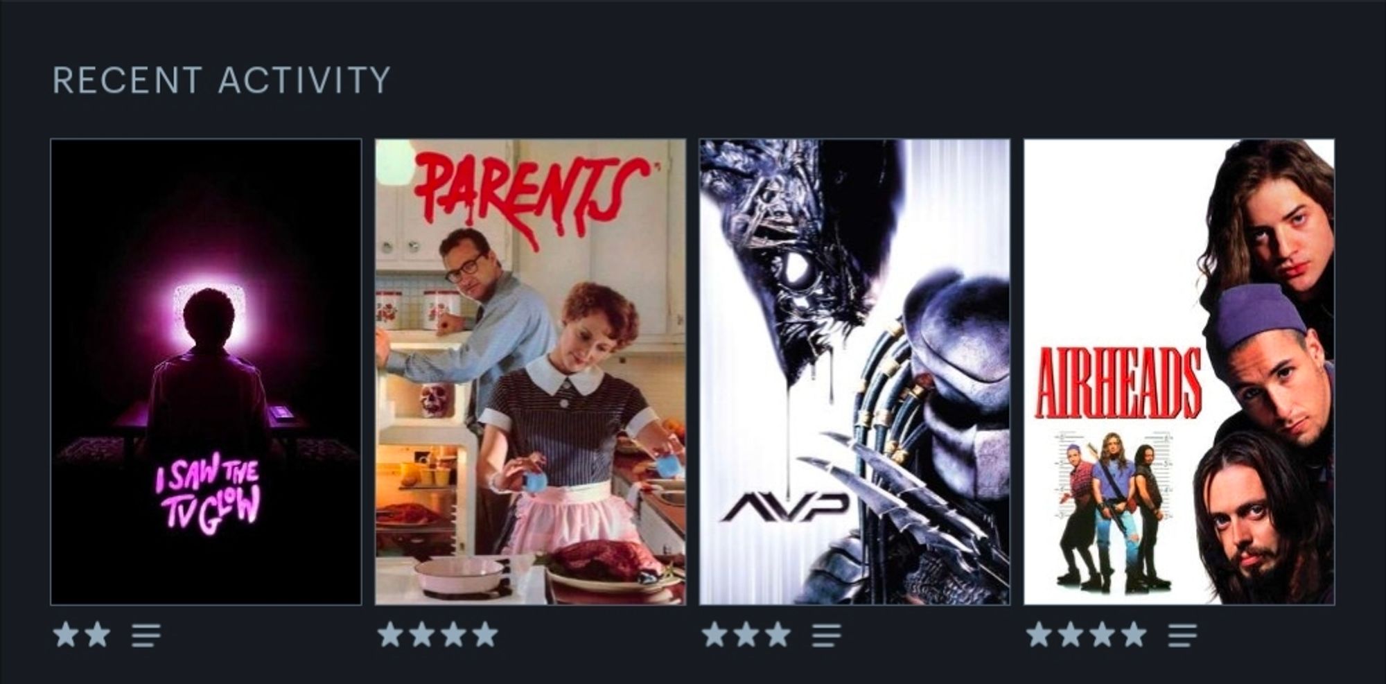 I saw the TV Glow, Parents, AVP: Alien vs. Predator, Airheads