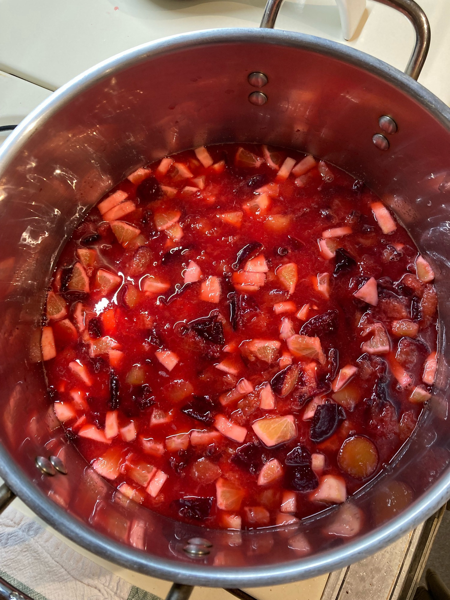 Fruit cooking in a pot